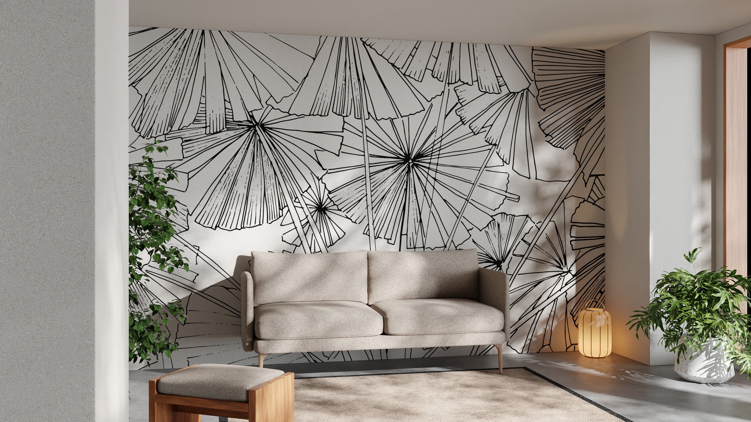 Tropical leaf illustration wallpaper for stylish décor
