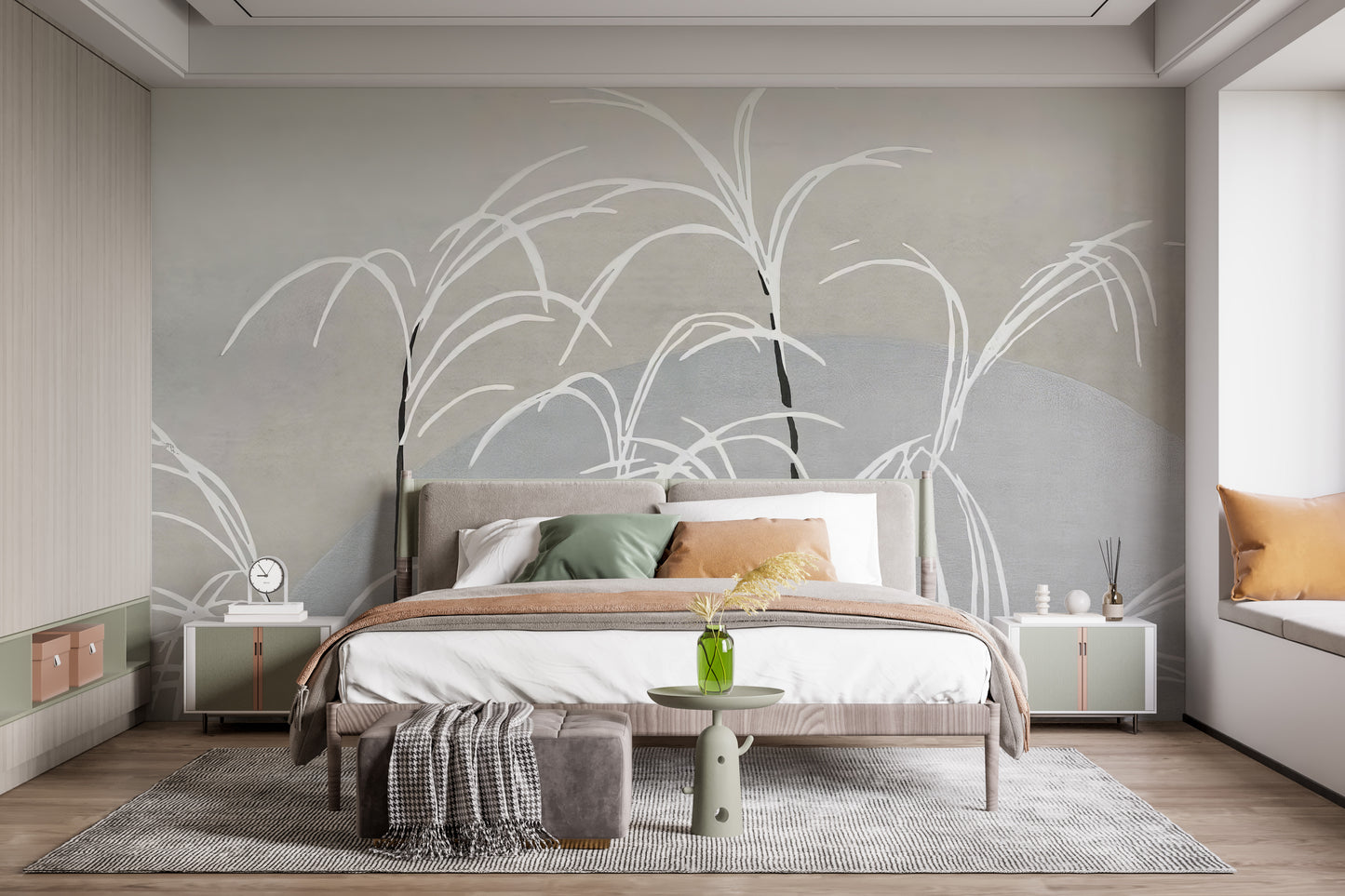 Moon and Grass Wall Mural