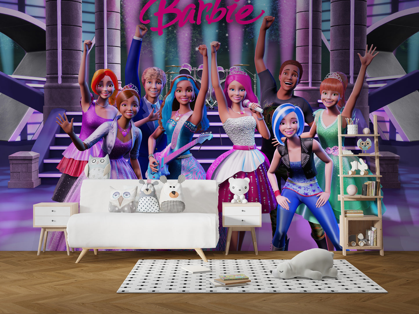 Stylish Barbie wallpaper with a rockstar princess design
