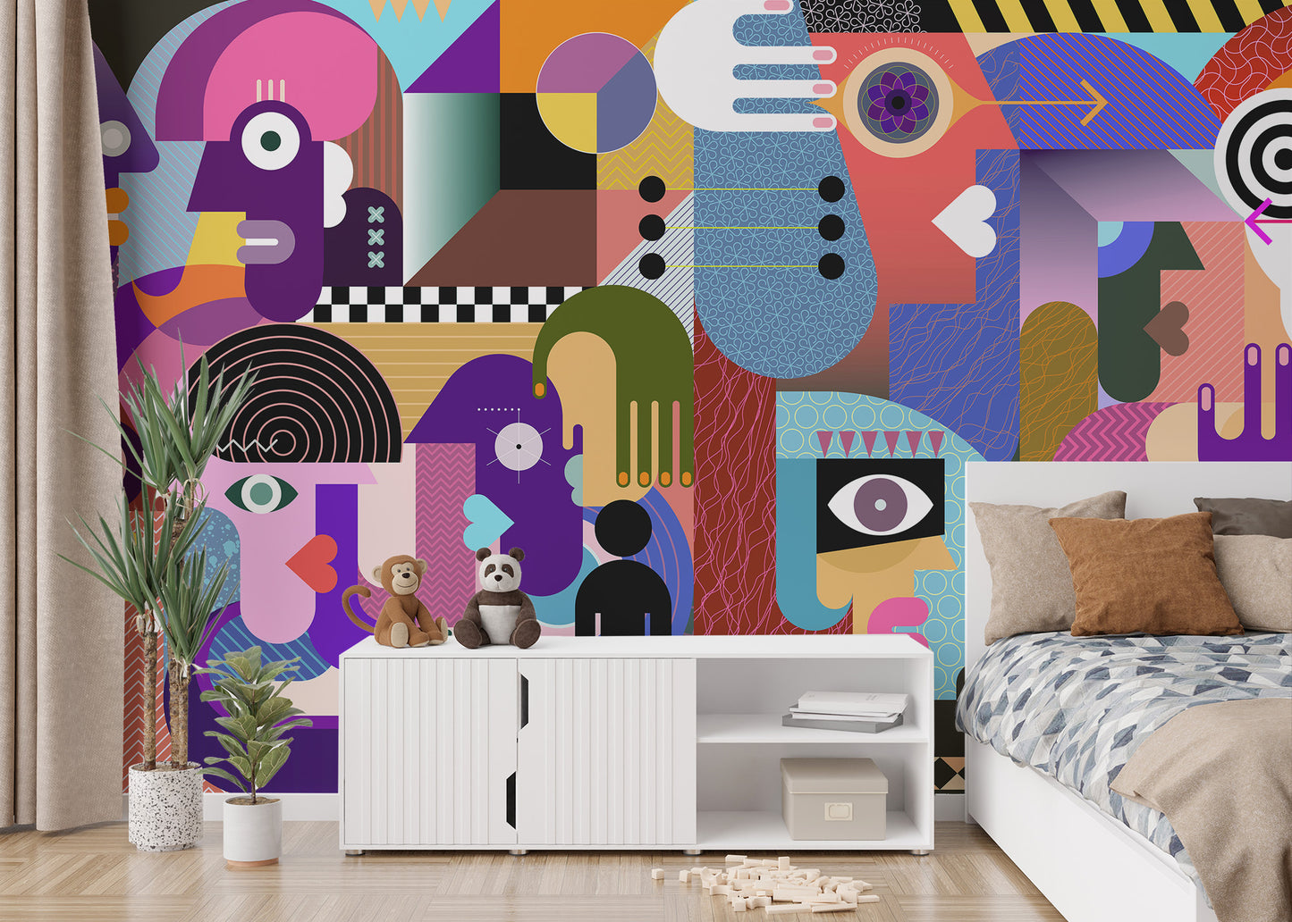 Modern Abstract People Collage Wall Mural