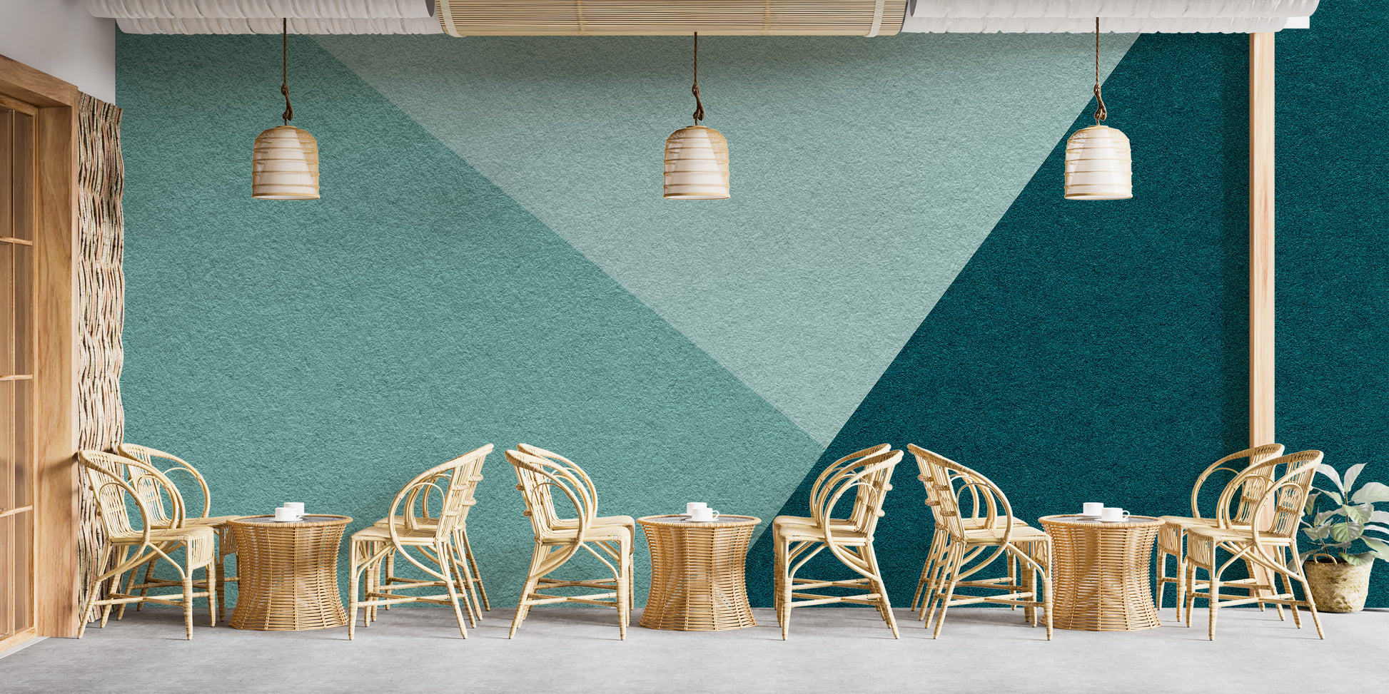 Emerald and teal geometric wallpaper for homes
