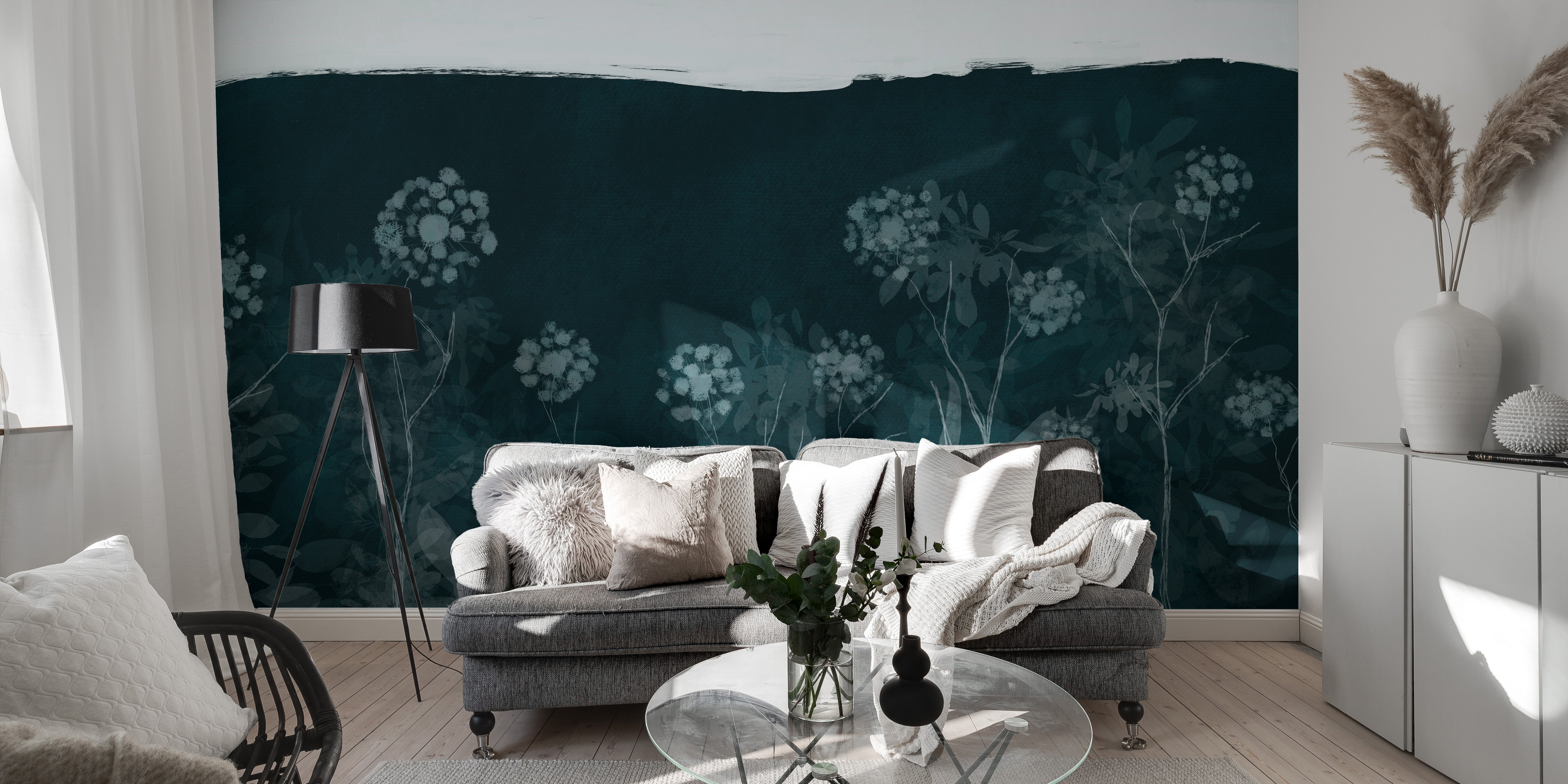 Midnight floral wallpaper with lush charm