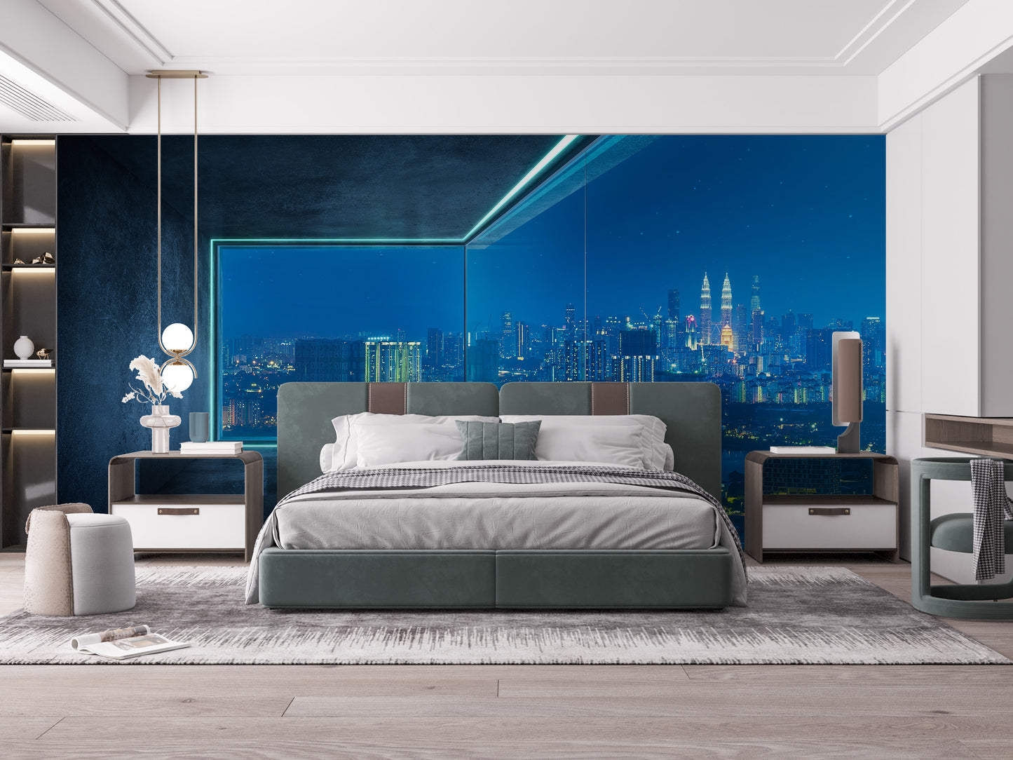 City View Loft Glass Window Wall Mural