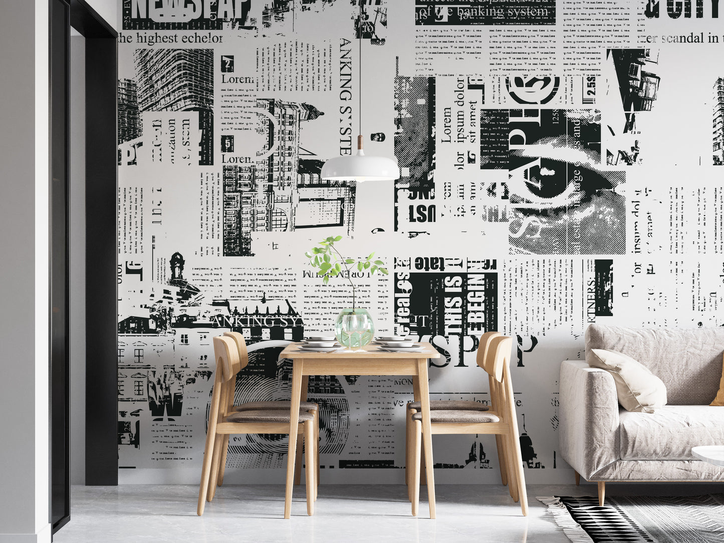 Urban Newsprint Wall Mural