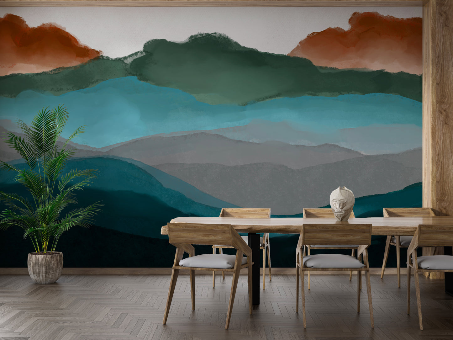 Watercolor Abstract Highland Mural