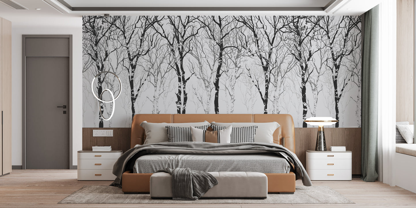 Serene snow forest wallpaper mural