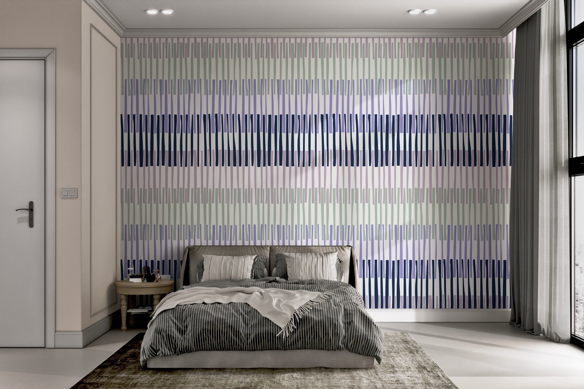 Modern Lilac Stripes Wall Art Mural
