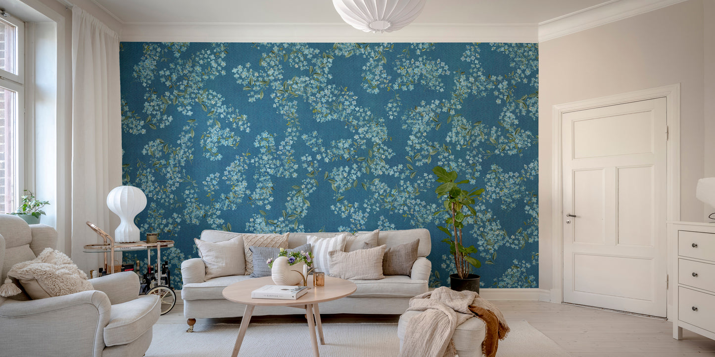 Blue Floral Peel and Stick Wallpaper