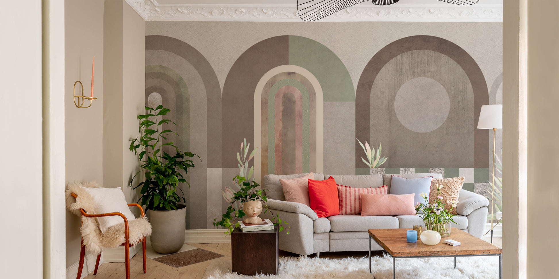 Artistic arch wall mural with elegant textures
