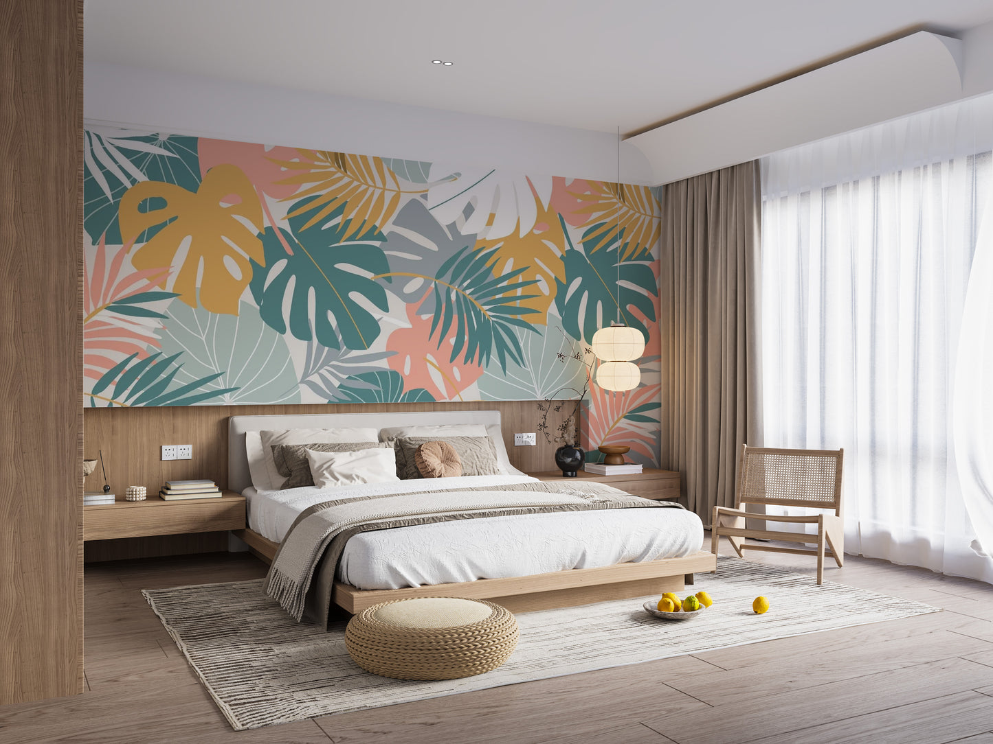 Tropical Colorful Leaves Wallpaper Mural