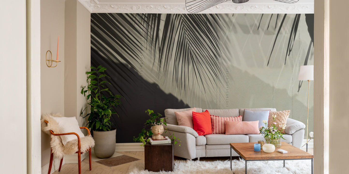 Stylish palm leaf shadow wallpaper for tropical-inspired spaces.
