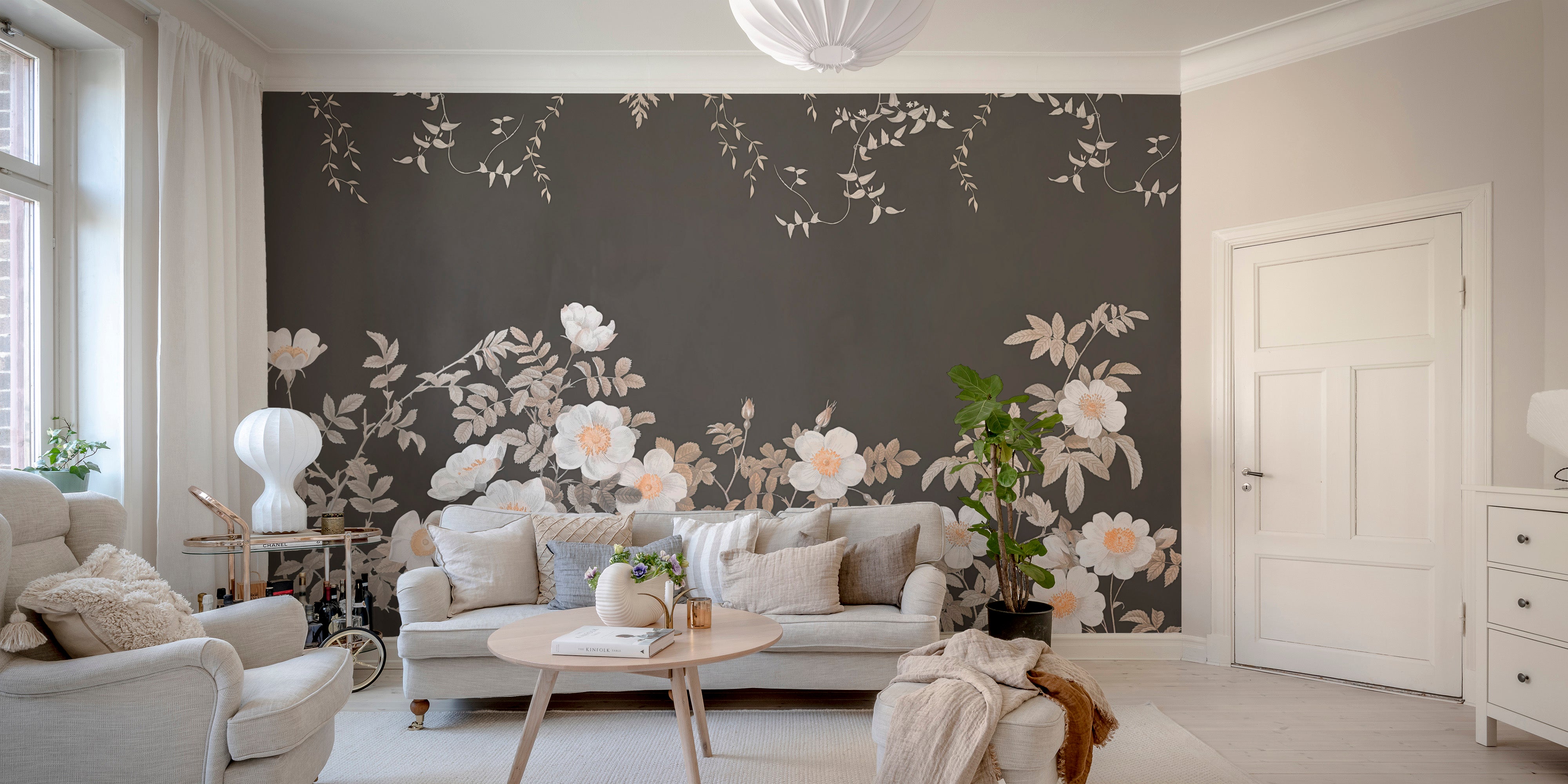 Luxurious Copper Petal Noir Wall Mural for living rooms