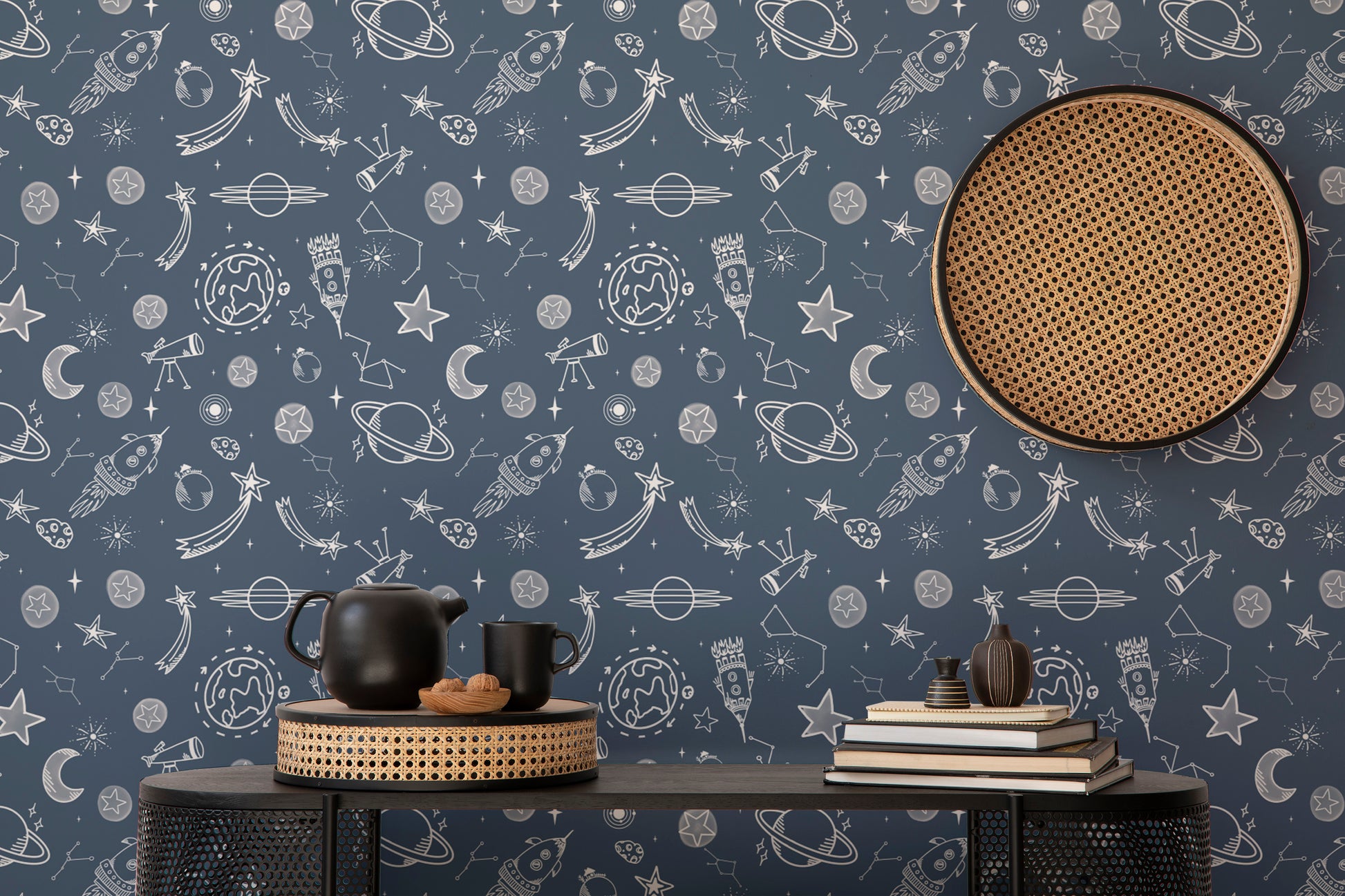 Space Voyage Blue Wallpaper - deep blue galaxy style