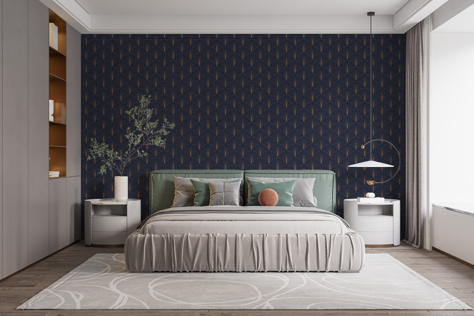 Luxurious art deco pattern in blue tones
