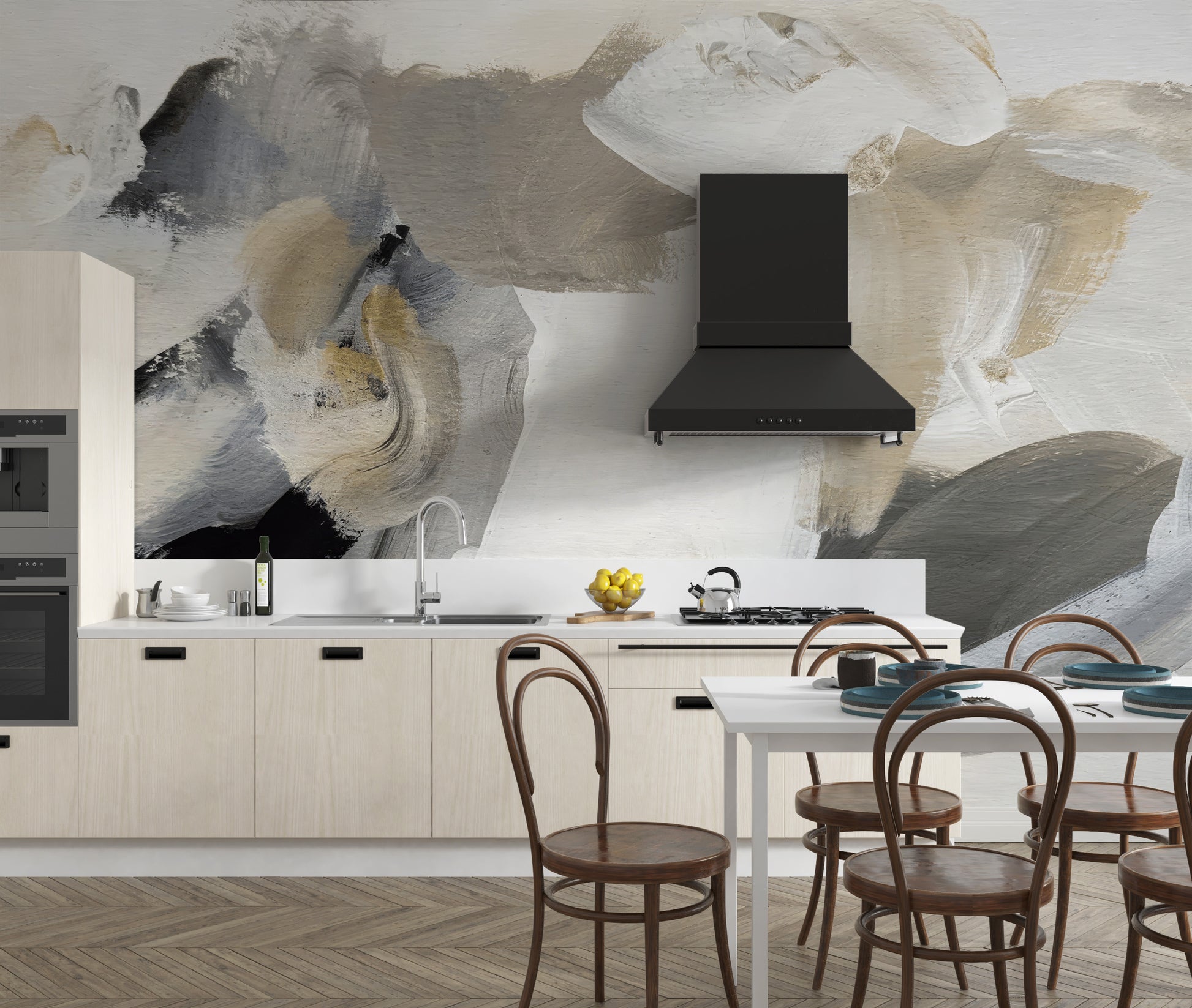 Modern art-inspired mural wallpaper
