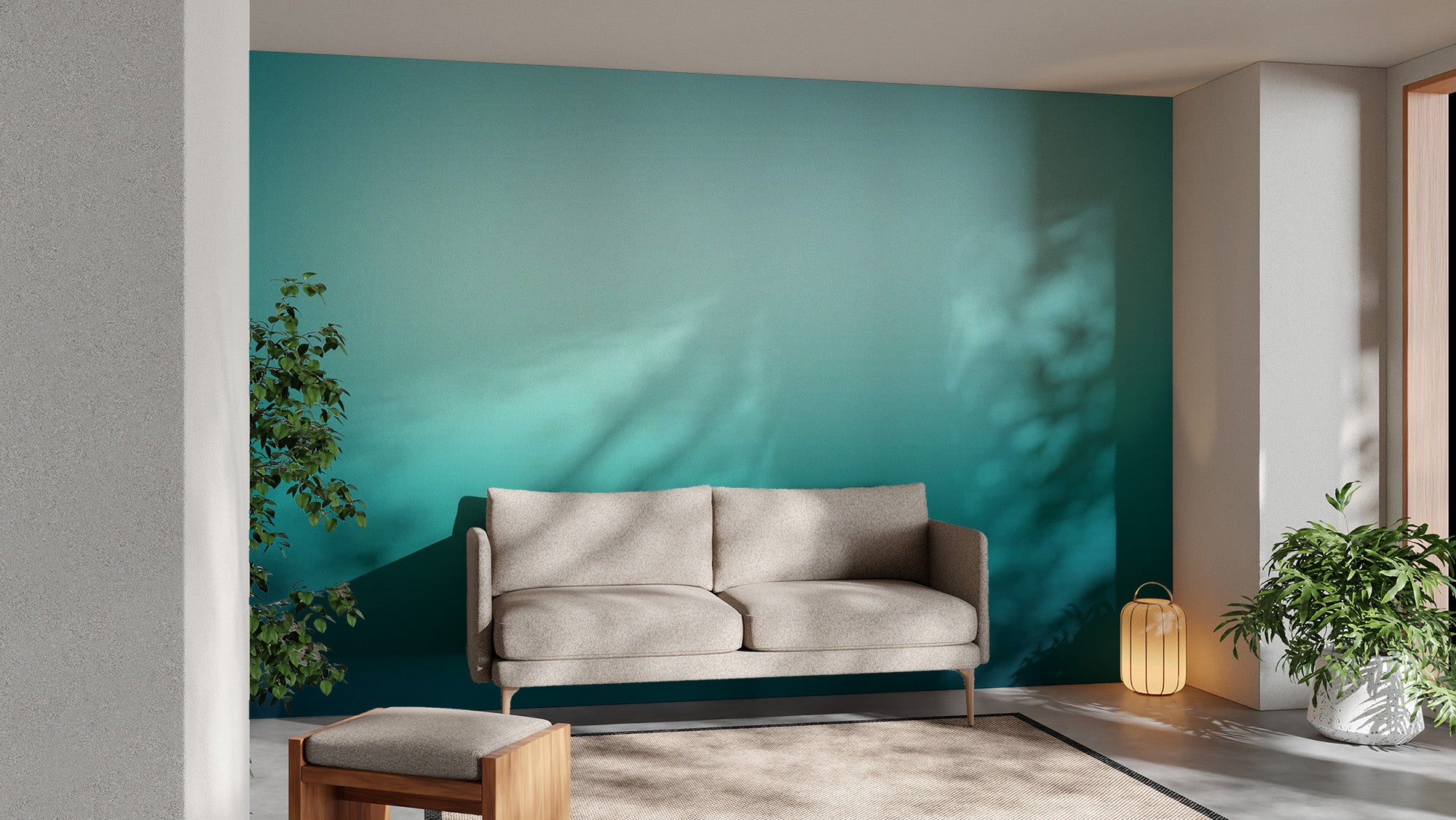 Vibrant ombre green wallpaper with a natural gradient effect.