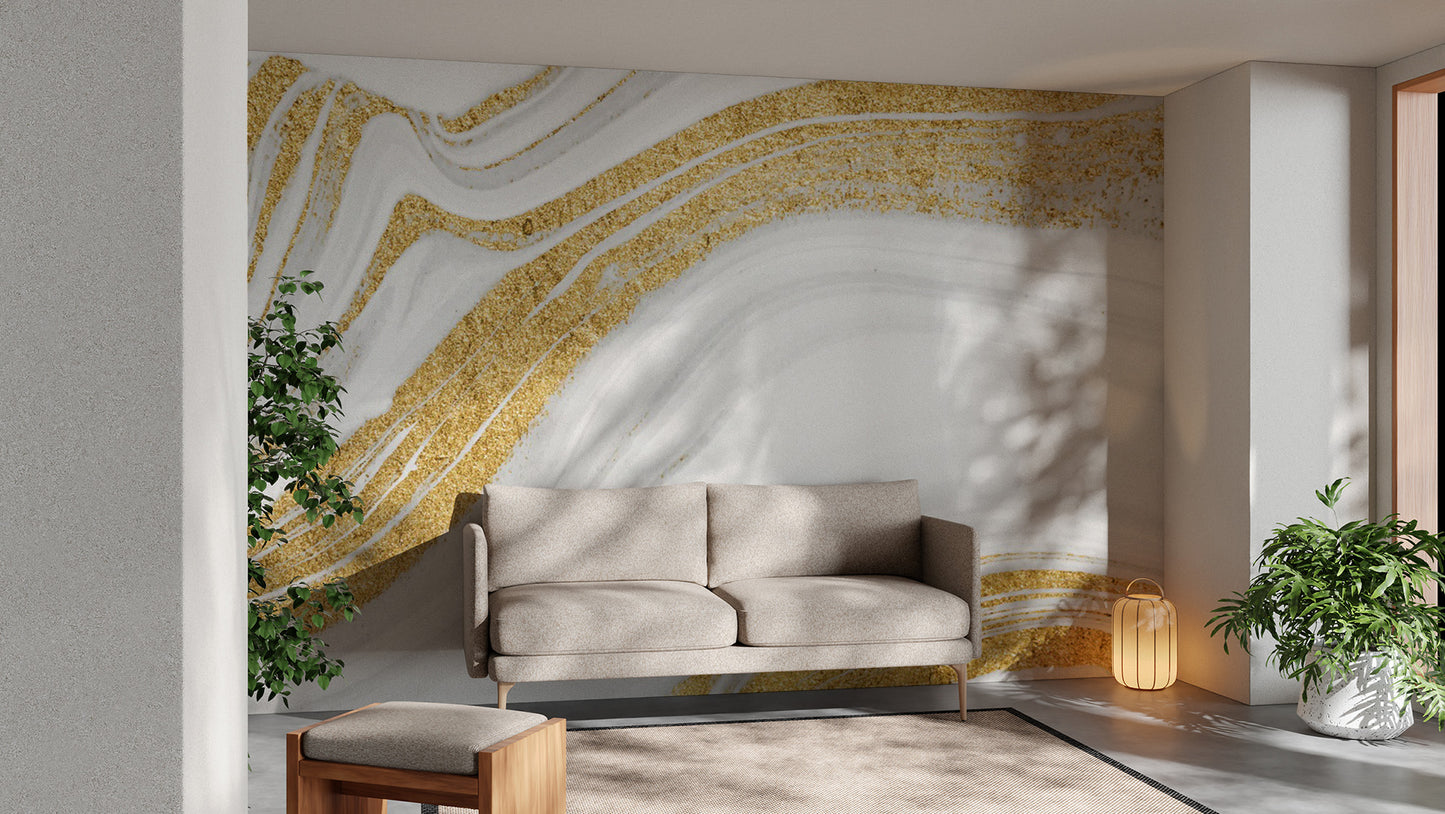 White Gold Marble Wallpaper Mural