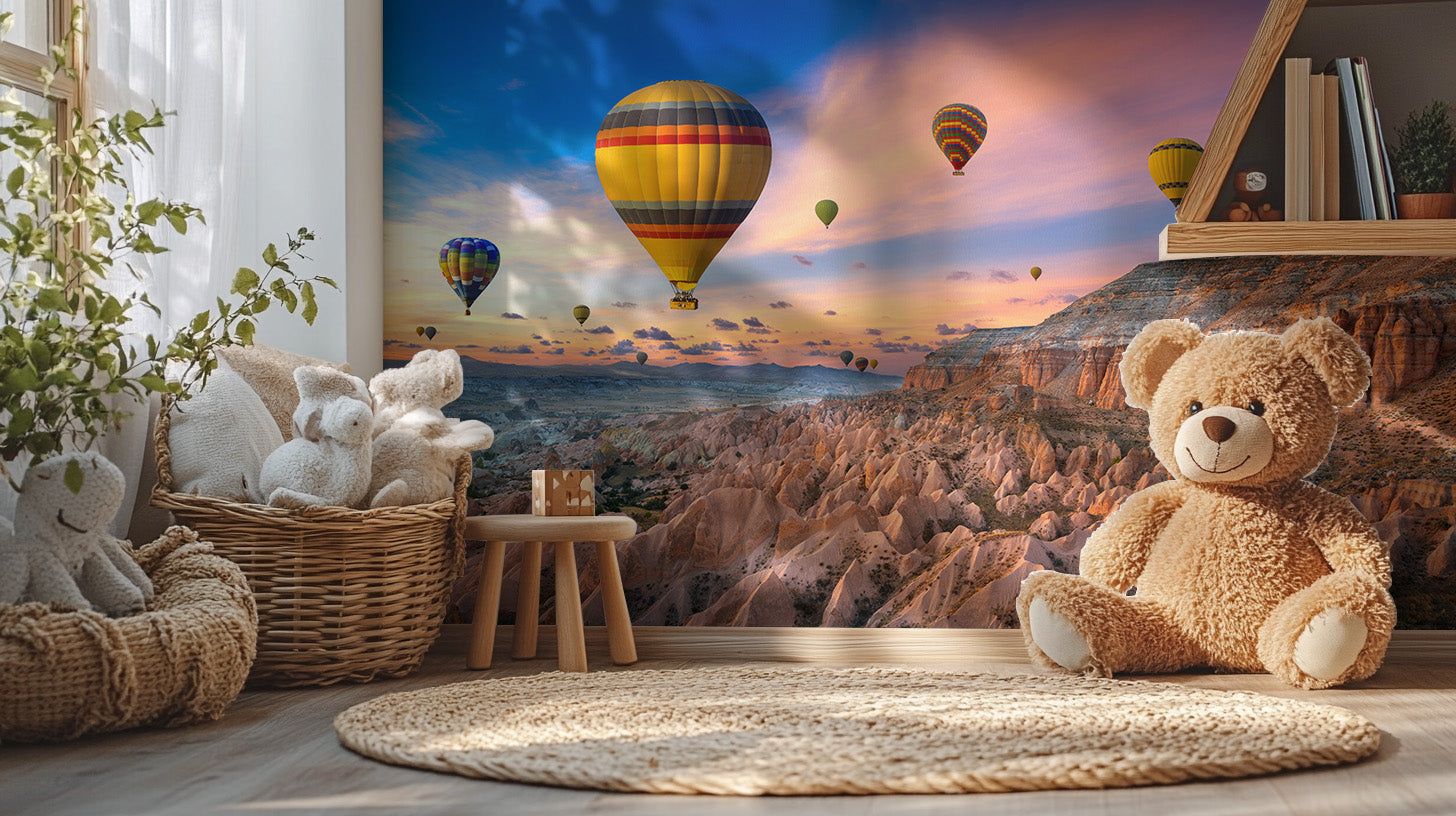 Cappadocia sunset mural for nursery walls
