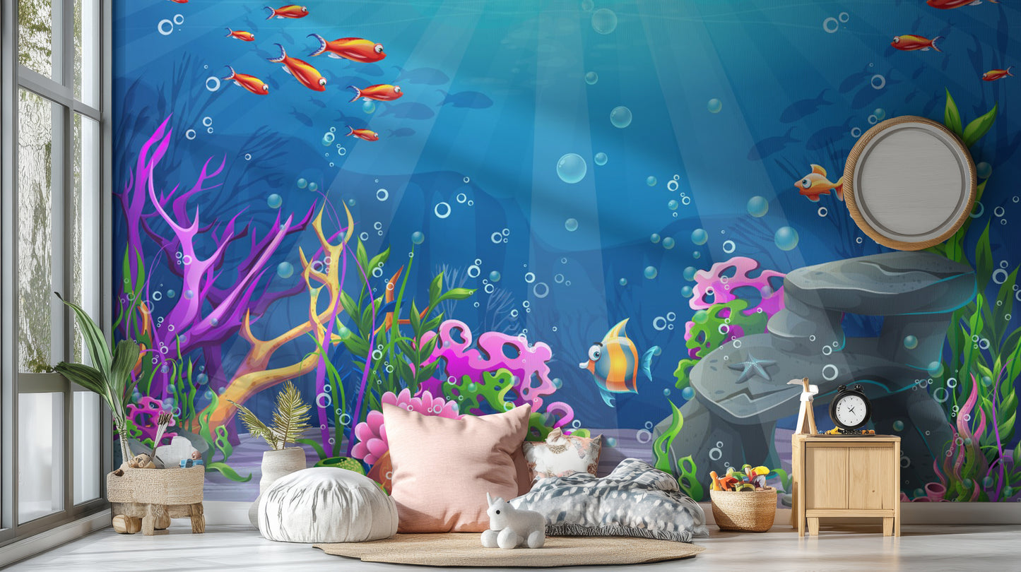 Blue Underwater Corel Reef Wallpaper Murals