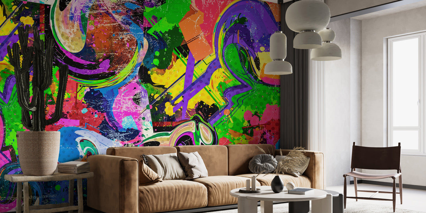 Vibrant Graffiti Splash Wall Mural