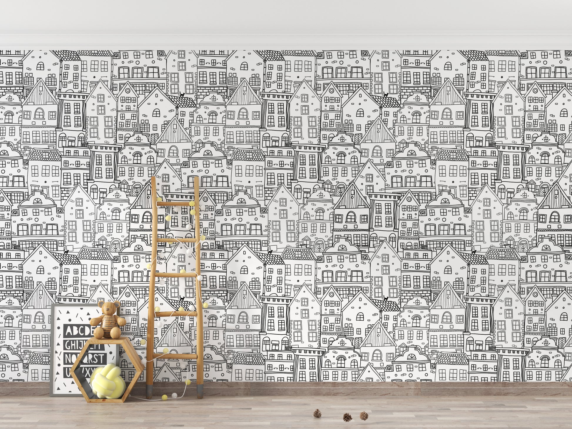 Contemporary Abstract Township Wallpaper Mural style