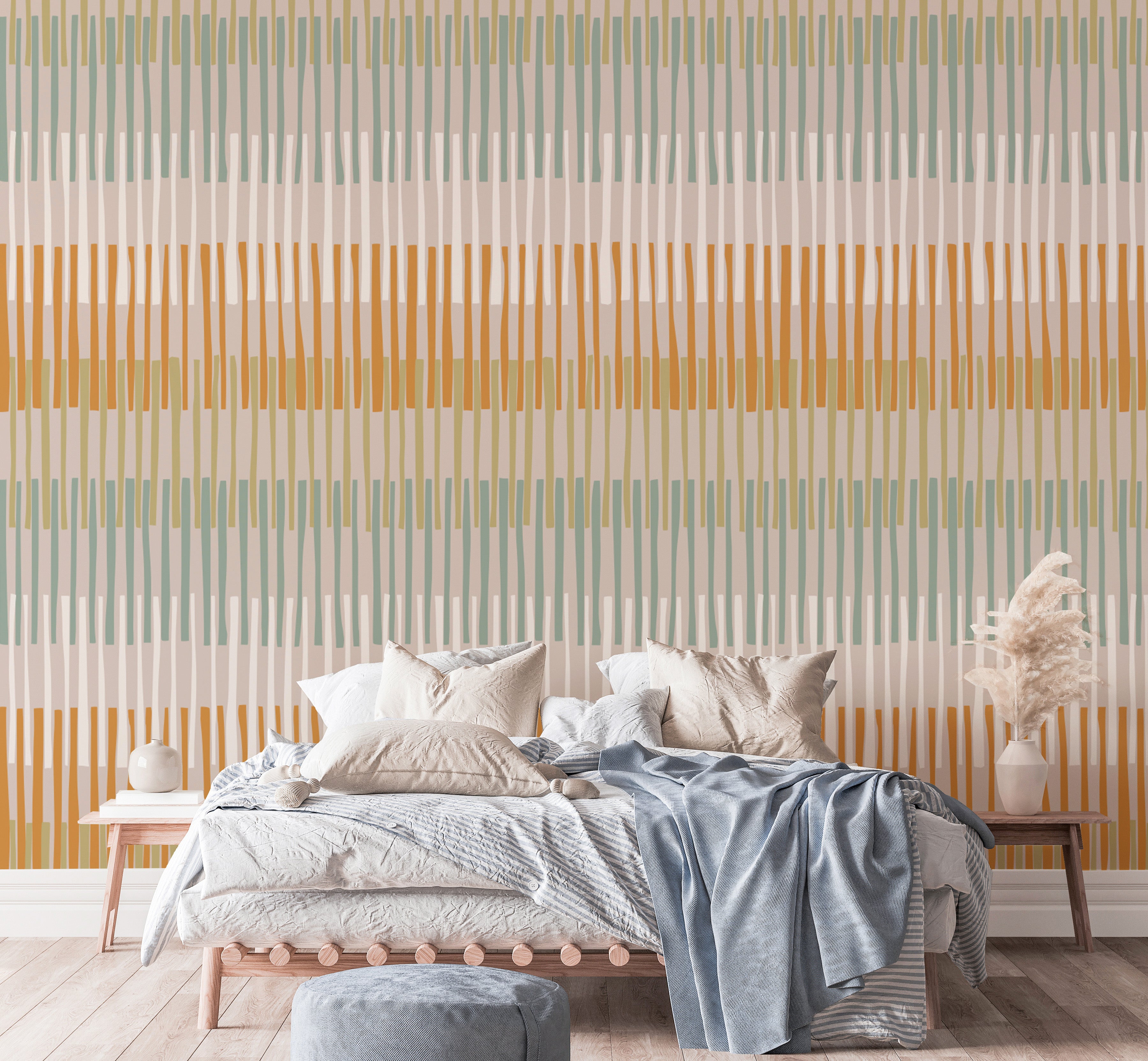 Decorative Earthy Striped Geometric Wallpaper Mural
