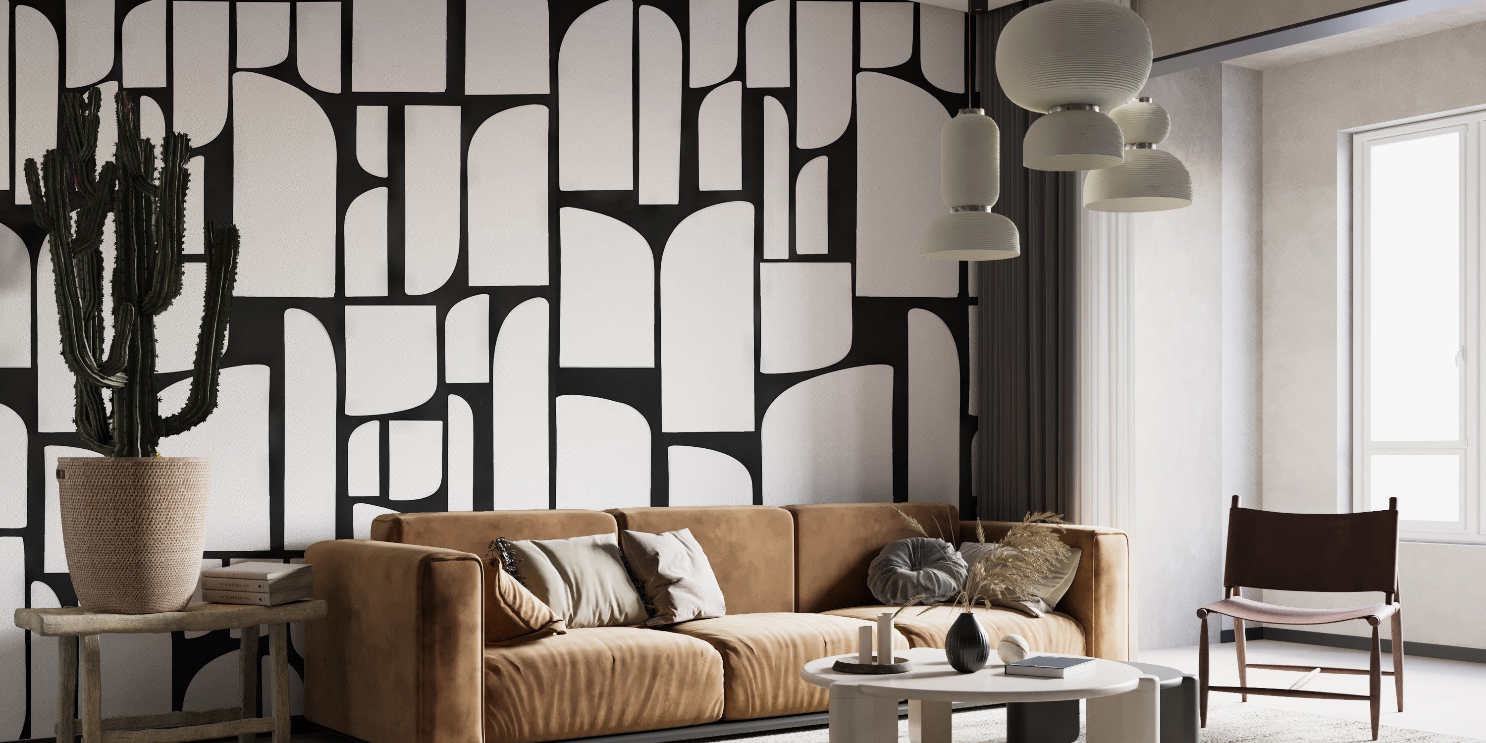 Transform your living room with Monochrome Mosaic wall art.