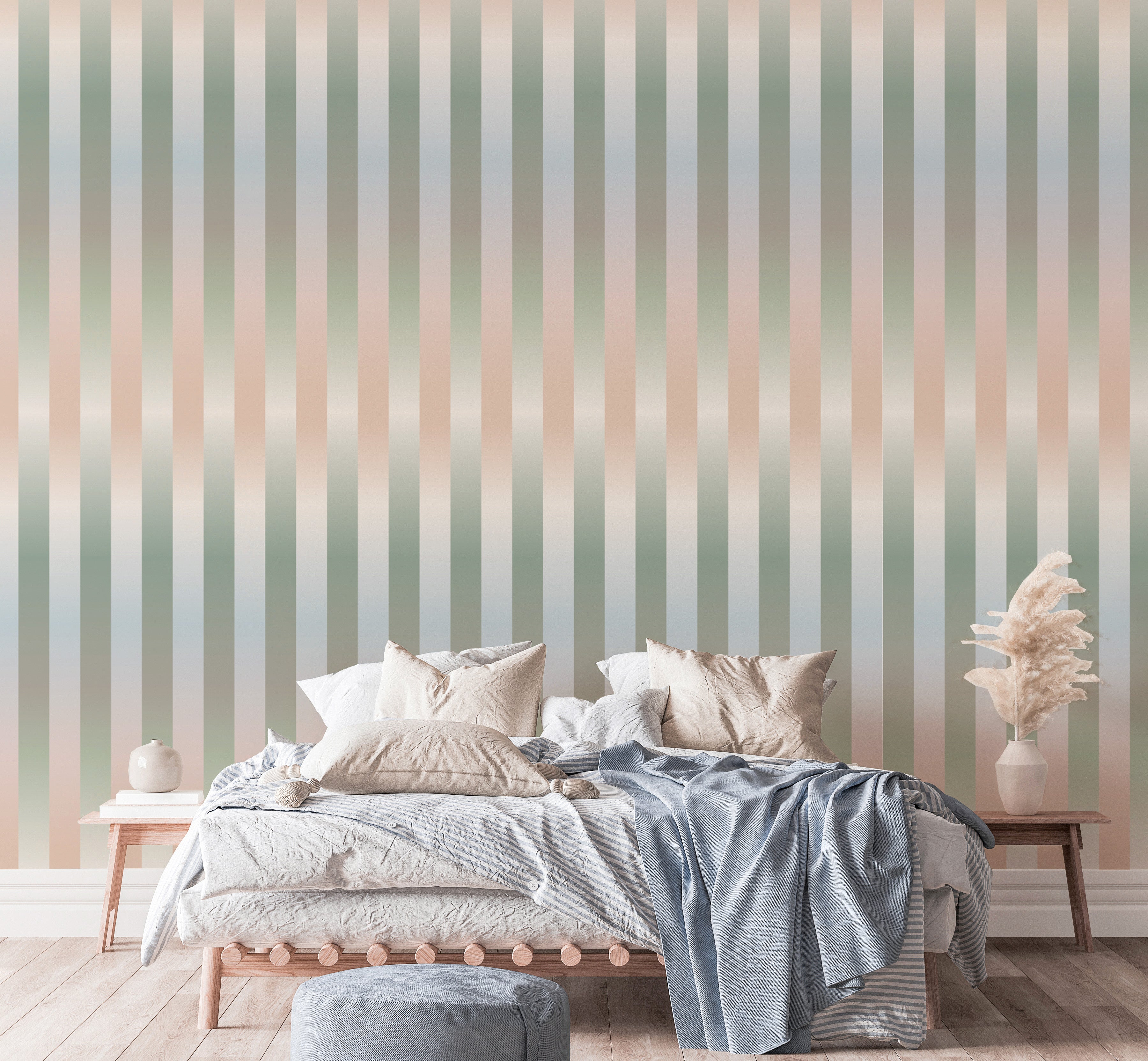 Contemporary Blurred Striped Pattern Wall Mural
