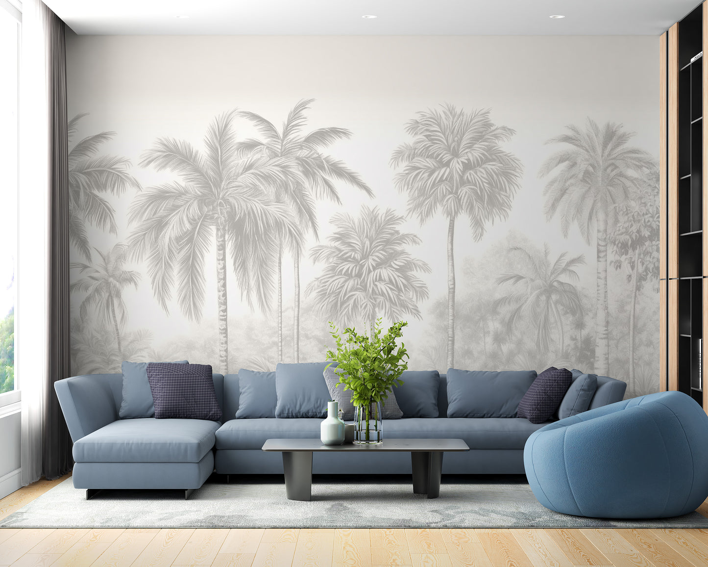 Palm Tree Wallpaper Mural in peaceful tones
