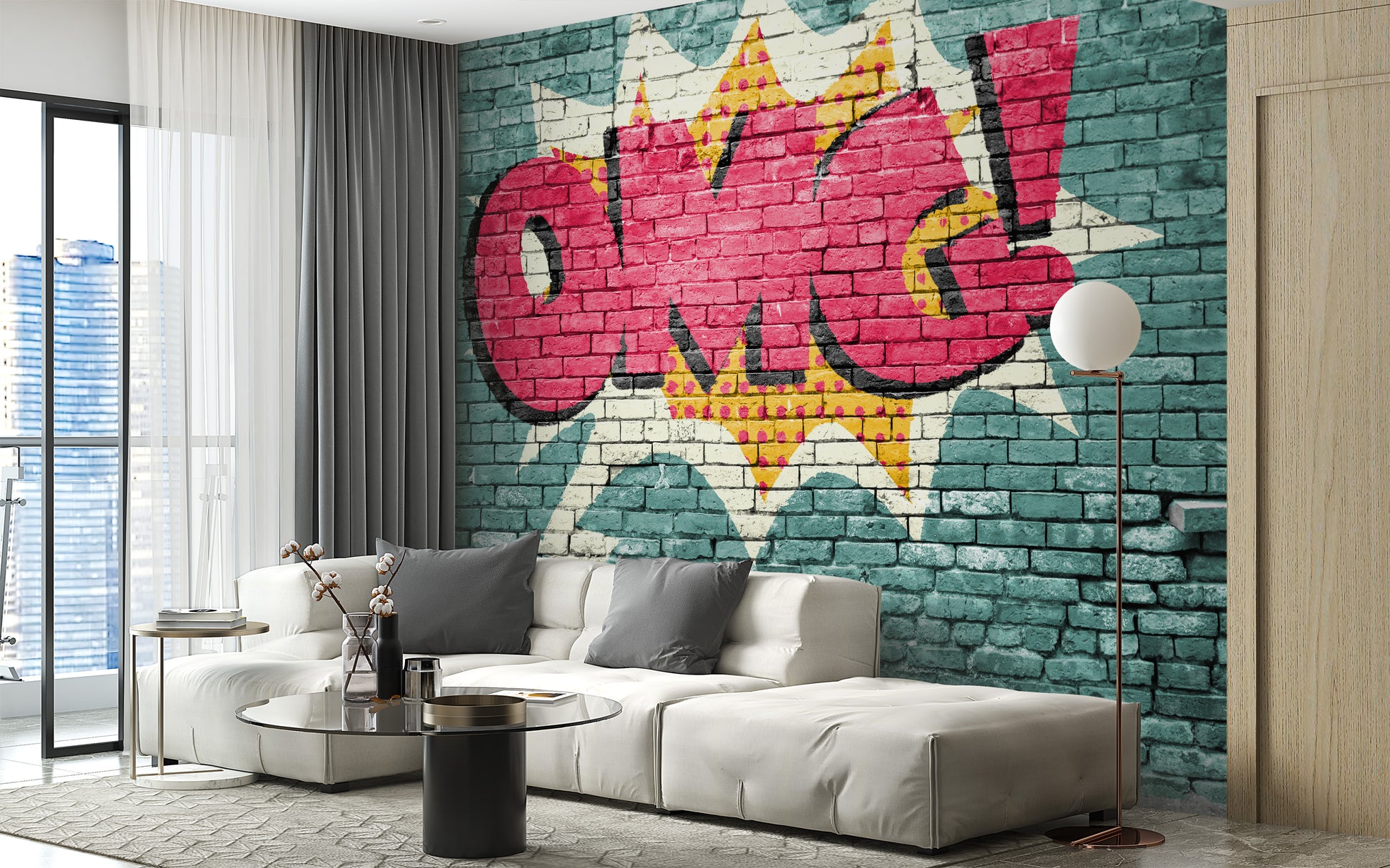 Unique Pop Art OMG wall mural wallpaper for statement interiors.