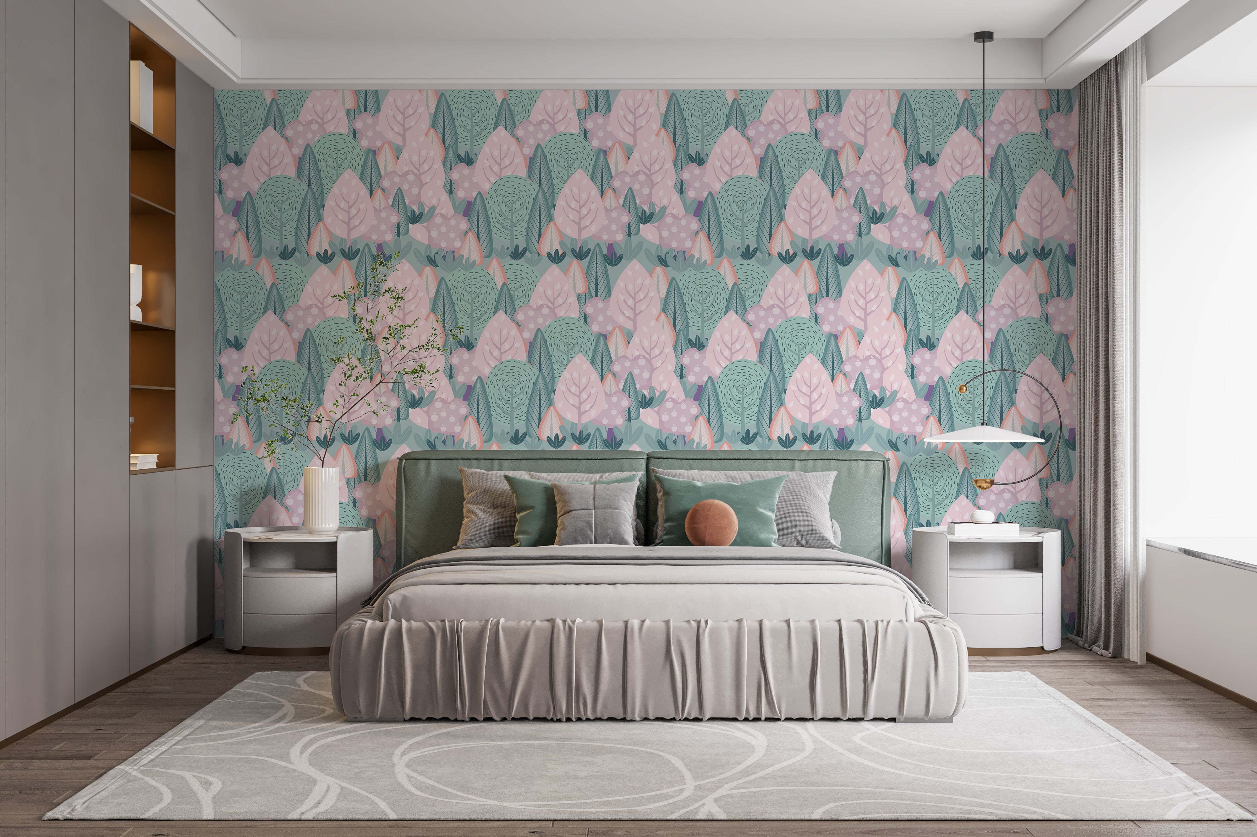 Subtle pastel forest pattern wallpaper
