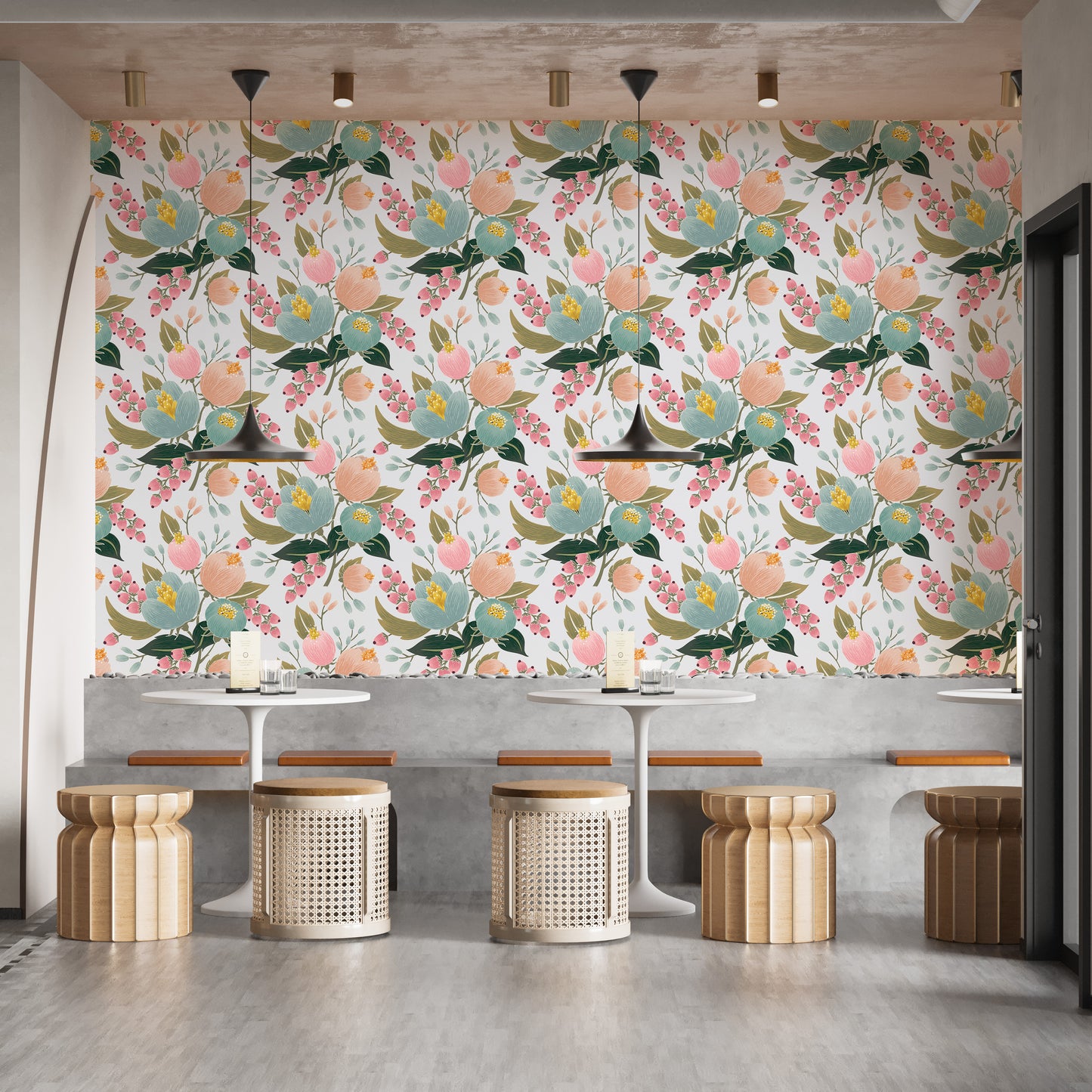 Elegant floral wallpaper with bright tones