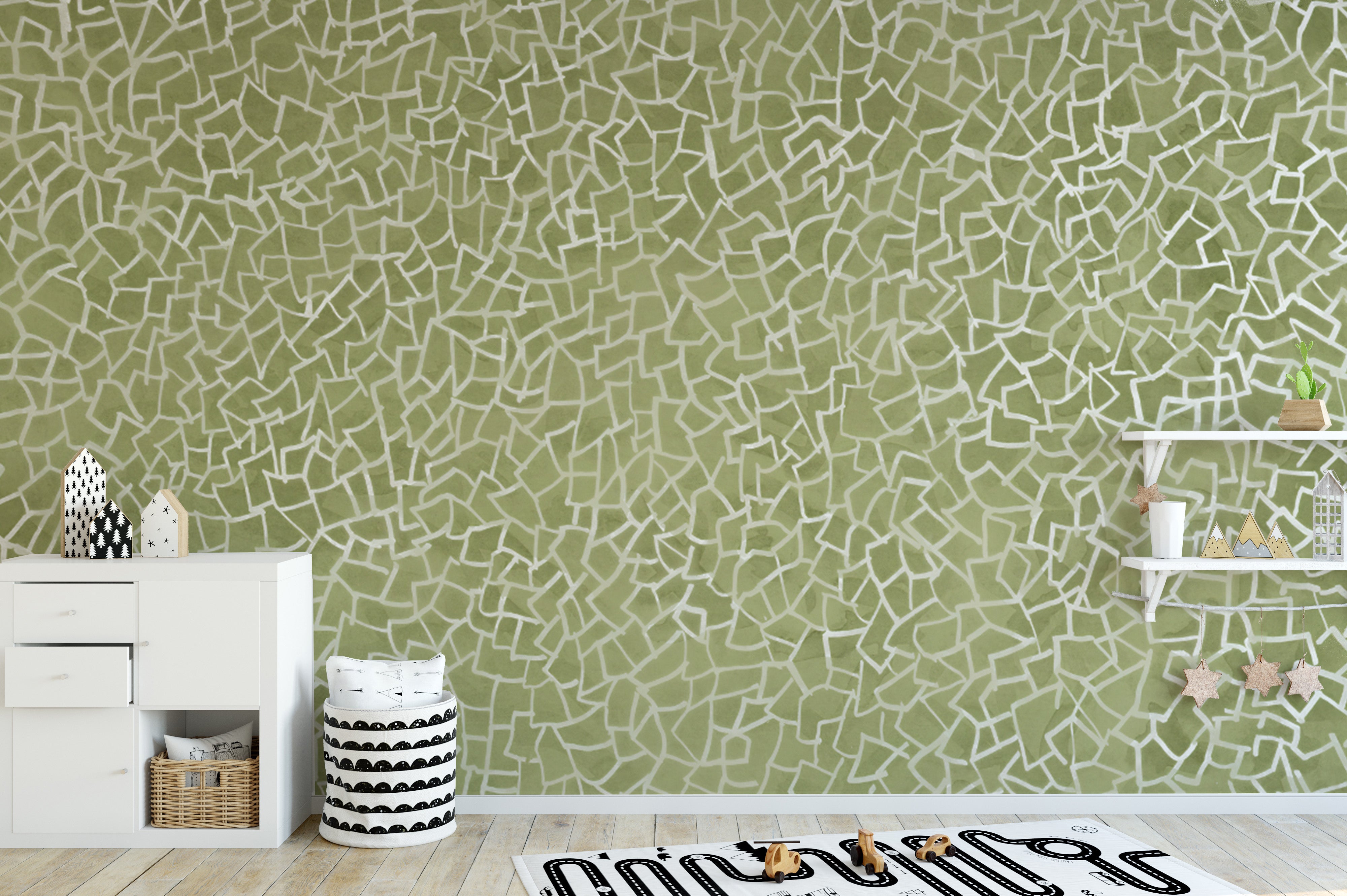 Modern mint green geometric wallpaper mural for contemporary walls.
