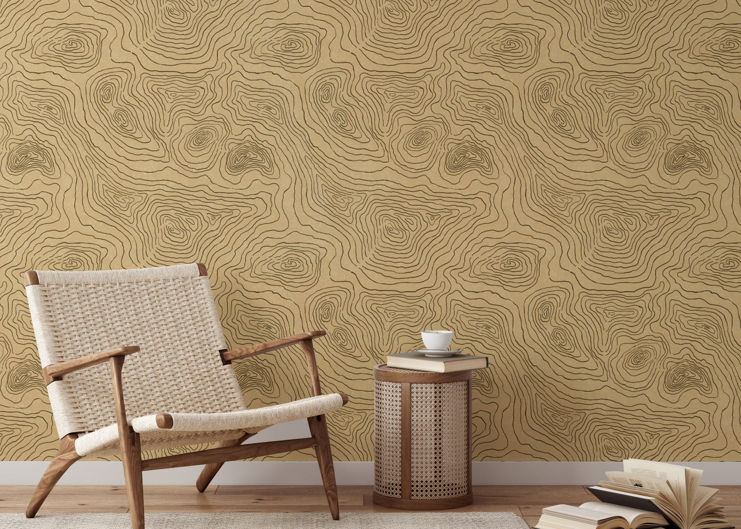 Elegant contours land wallpaper mural for modern wall decor.
