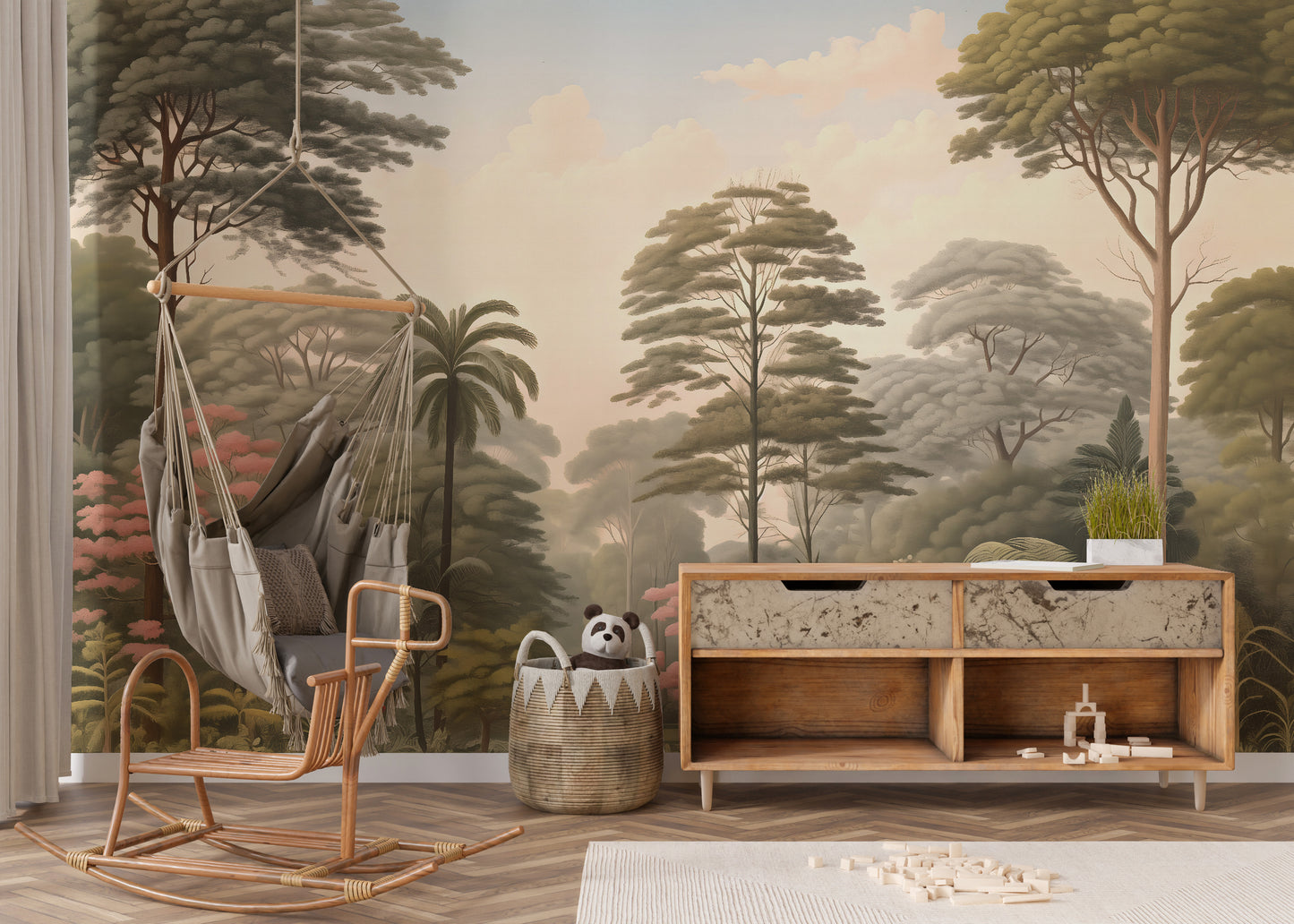 Transform your space with nature-inspired woodcut forest wallpaper murals.
