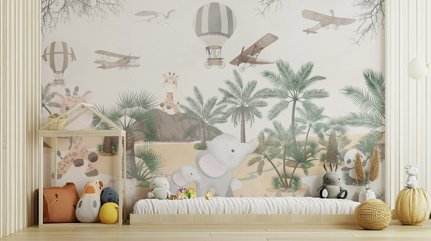 Jungle mural for kids' nursery wallpaper
