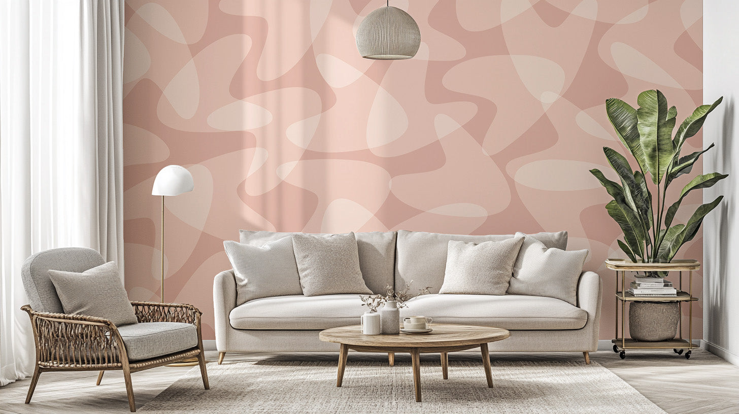 Mid-century modern wallpaper with boomerang pattern