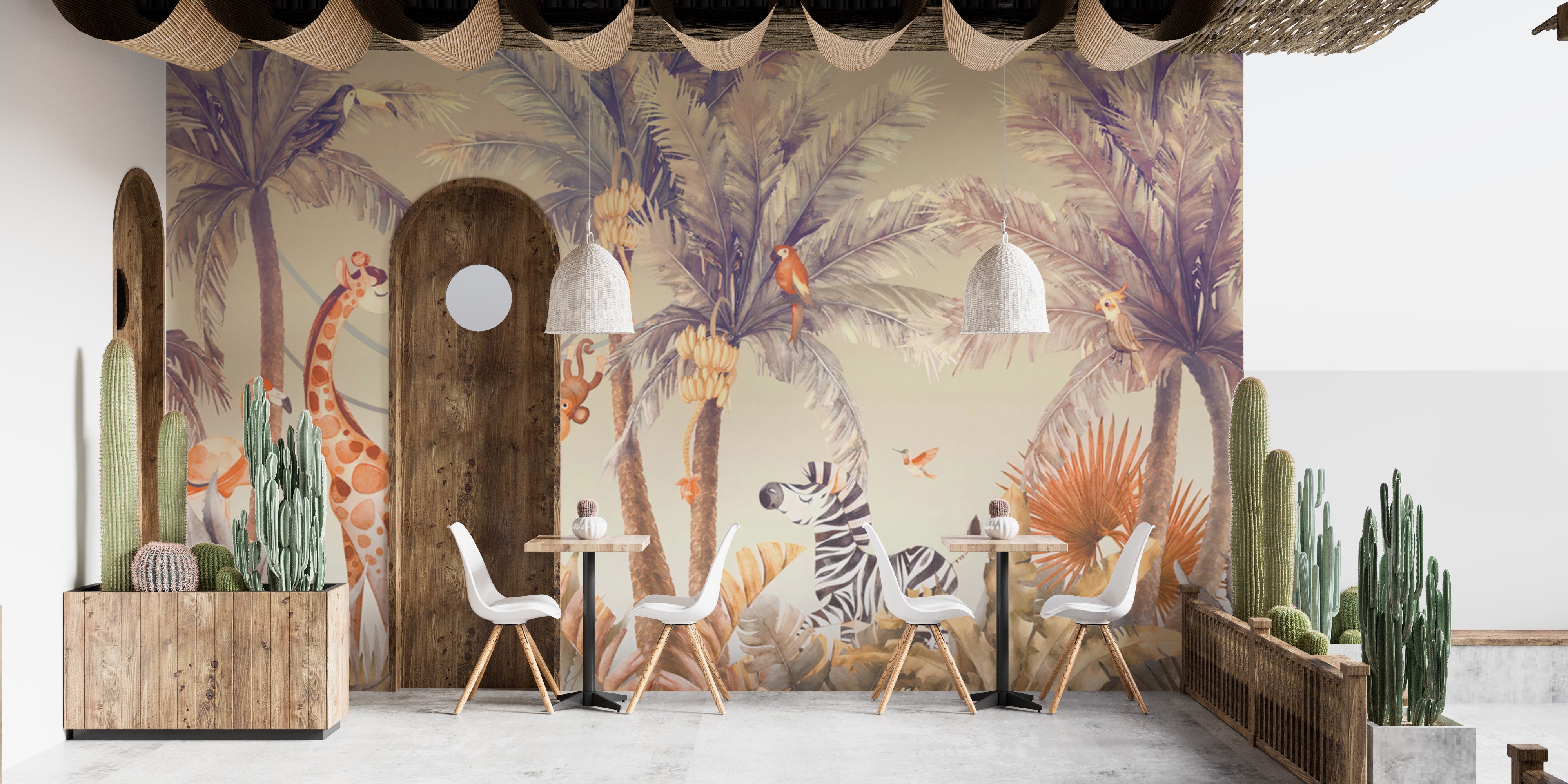 Playful Wildlife Adventure Mural
