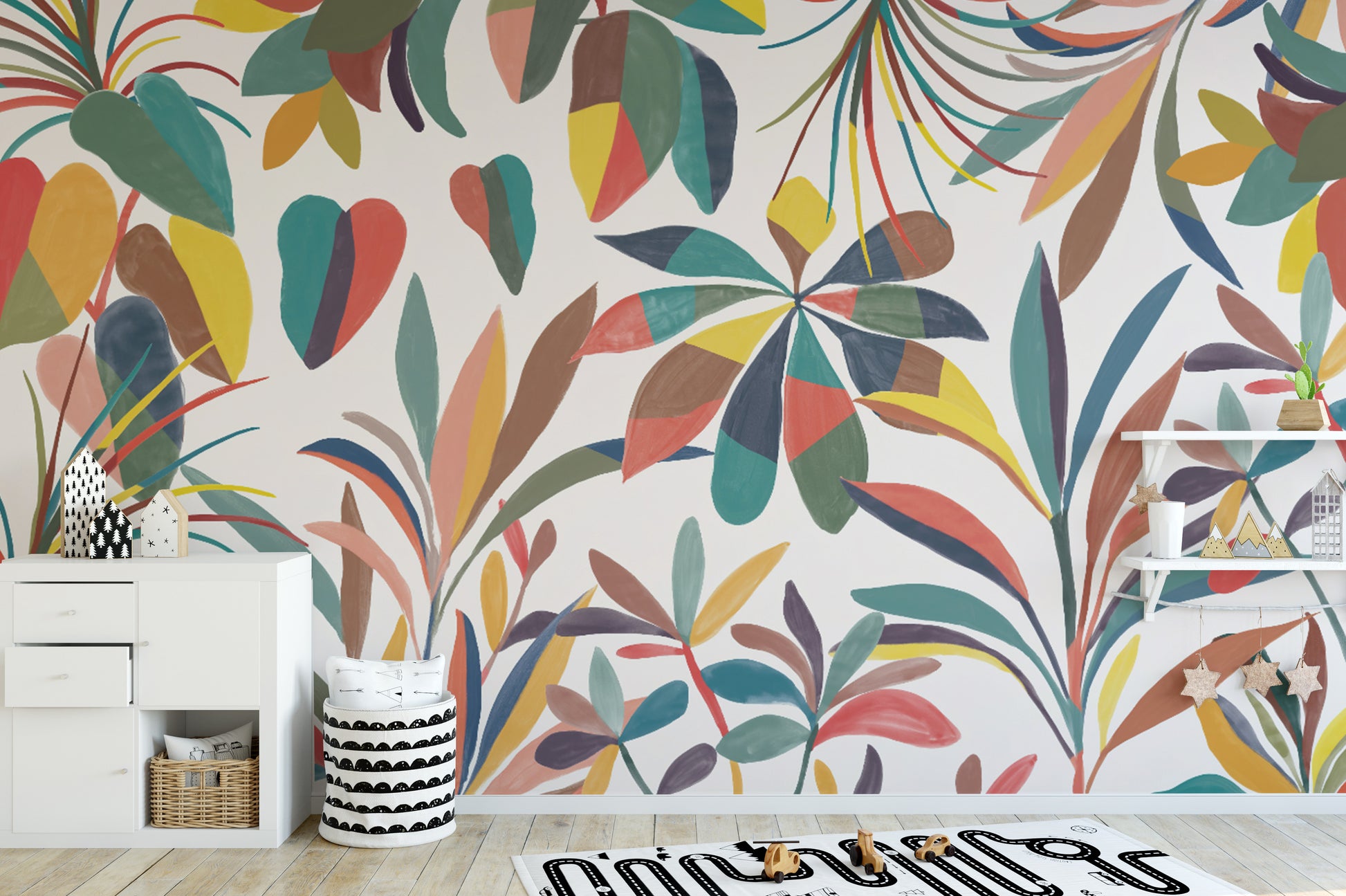 Watercolor tropical leaves pattern for stylish walls
