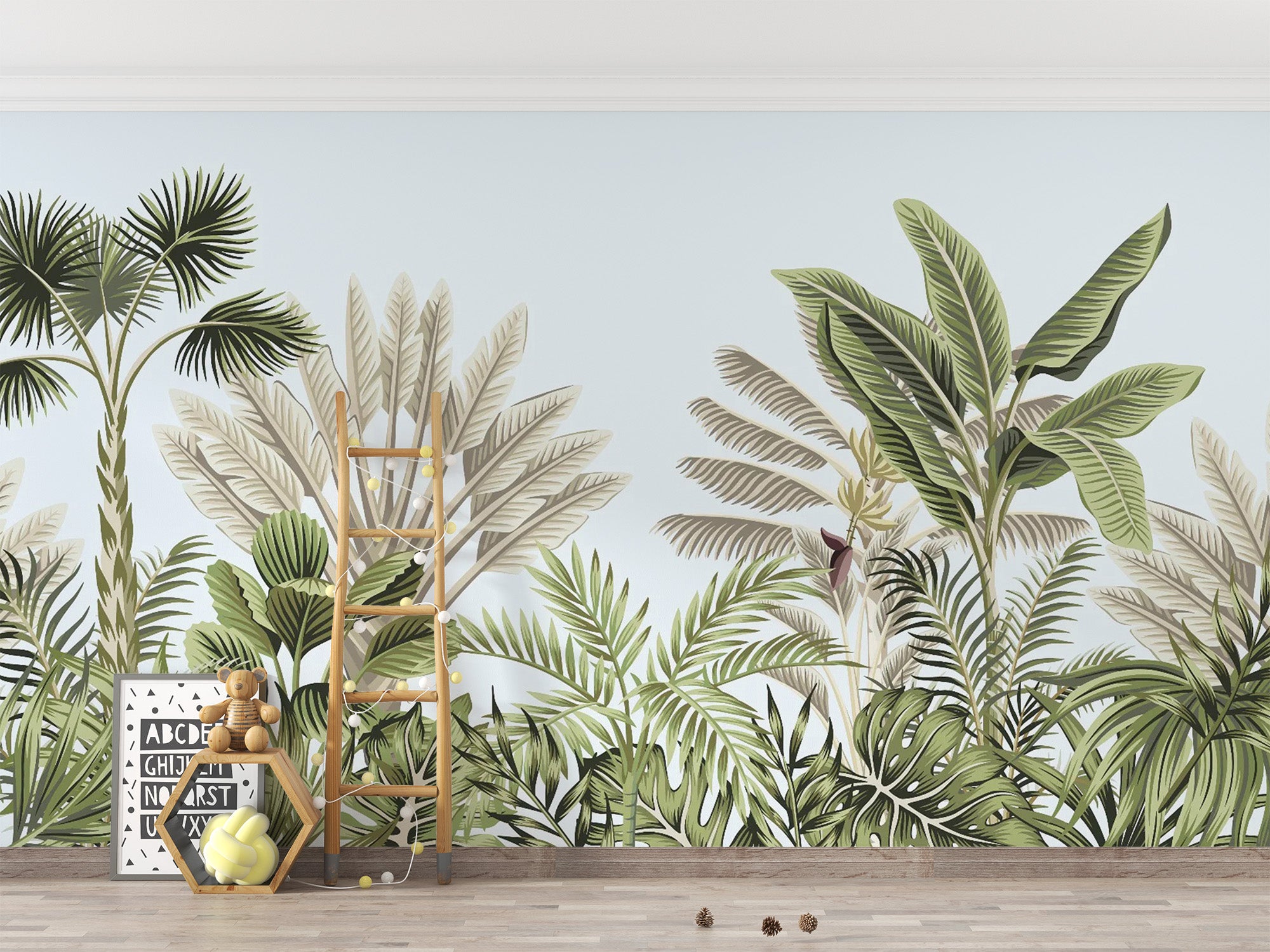 Elegant Vintage Tropical Leaves Mural
