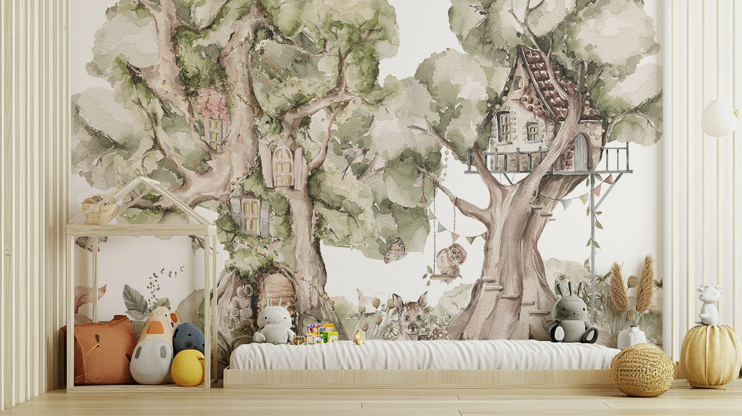 Critter Cottage Wall Mural