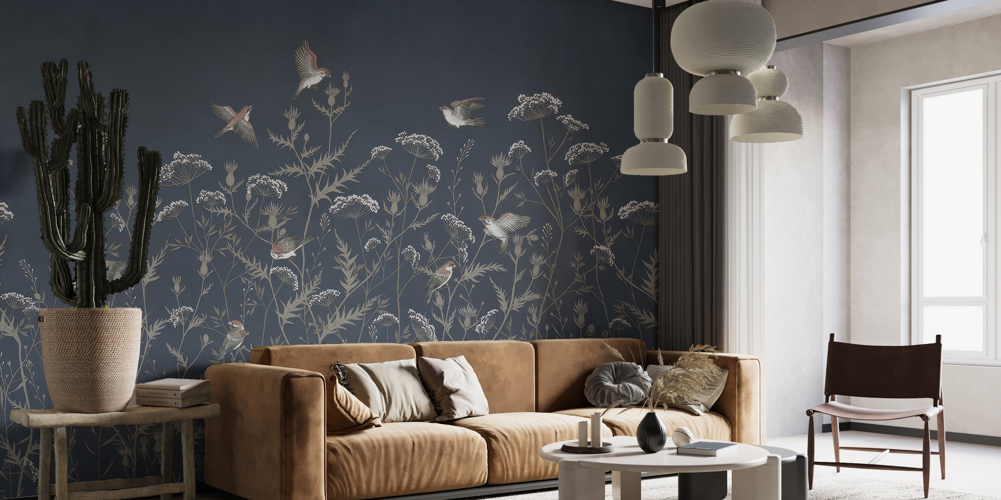 Graceful aviary mural for elegant decor