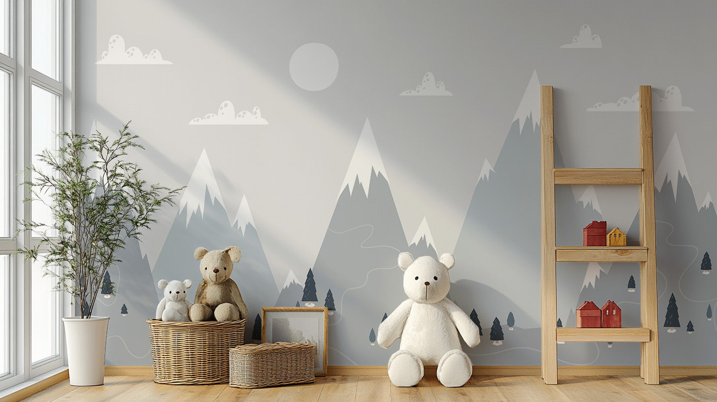 Serene mountain wallpaper with Nordic style