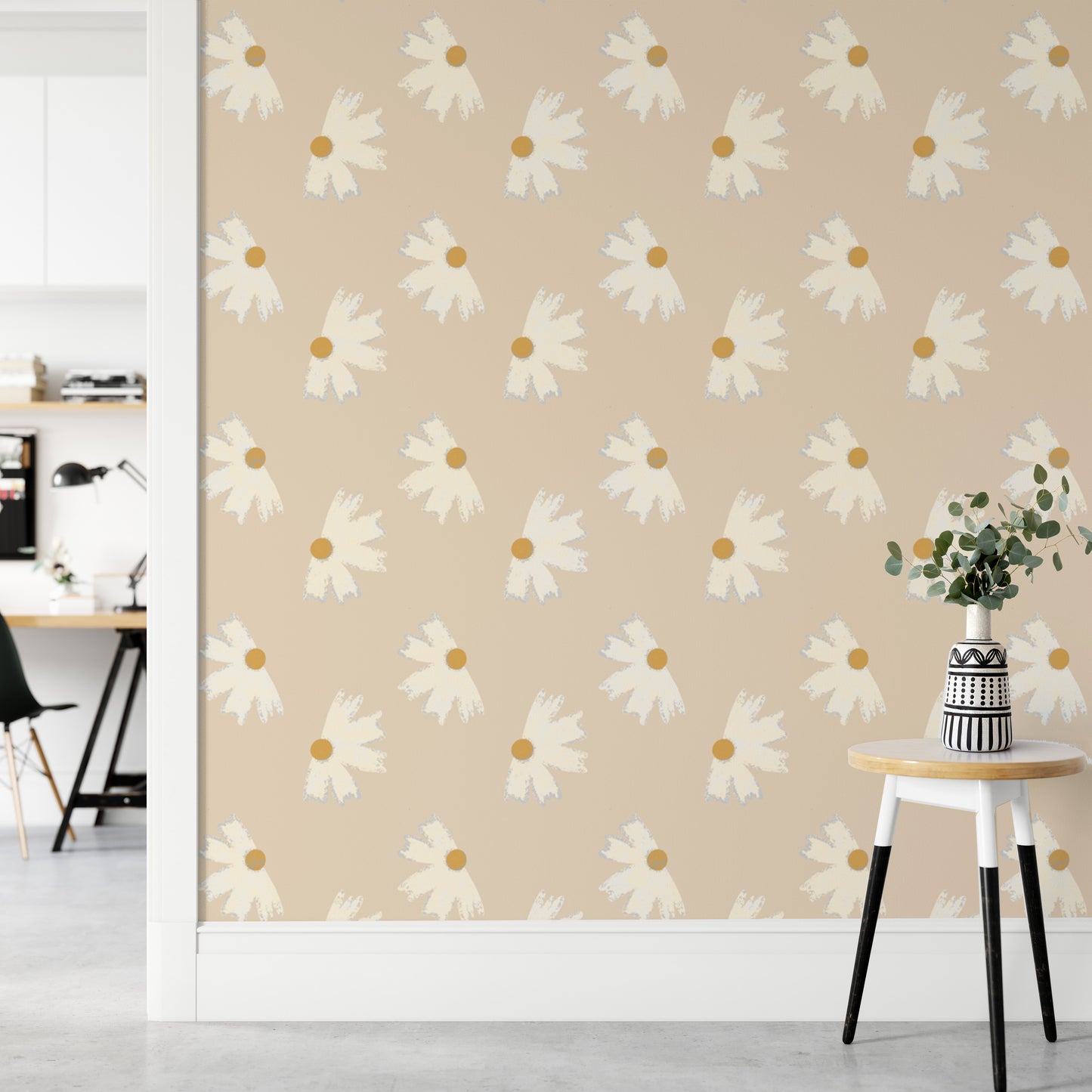 Floral Marigold Pearl Flower Wallpaper for rooms
