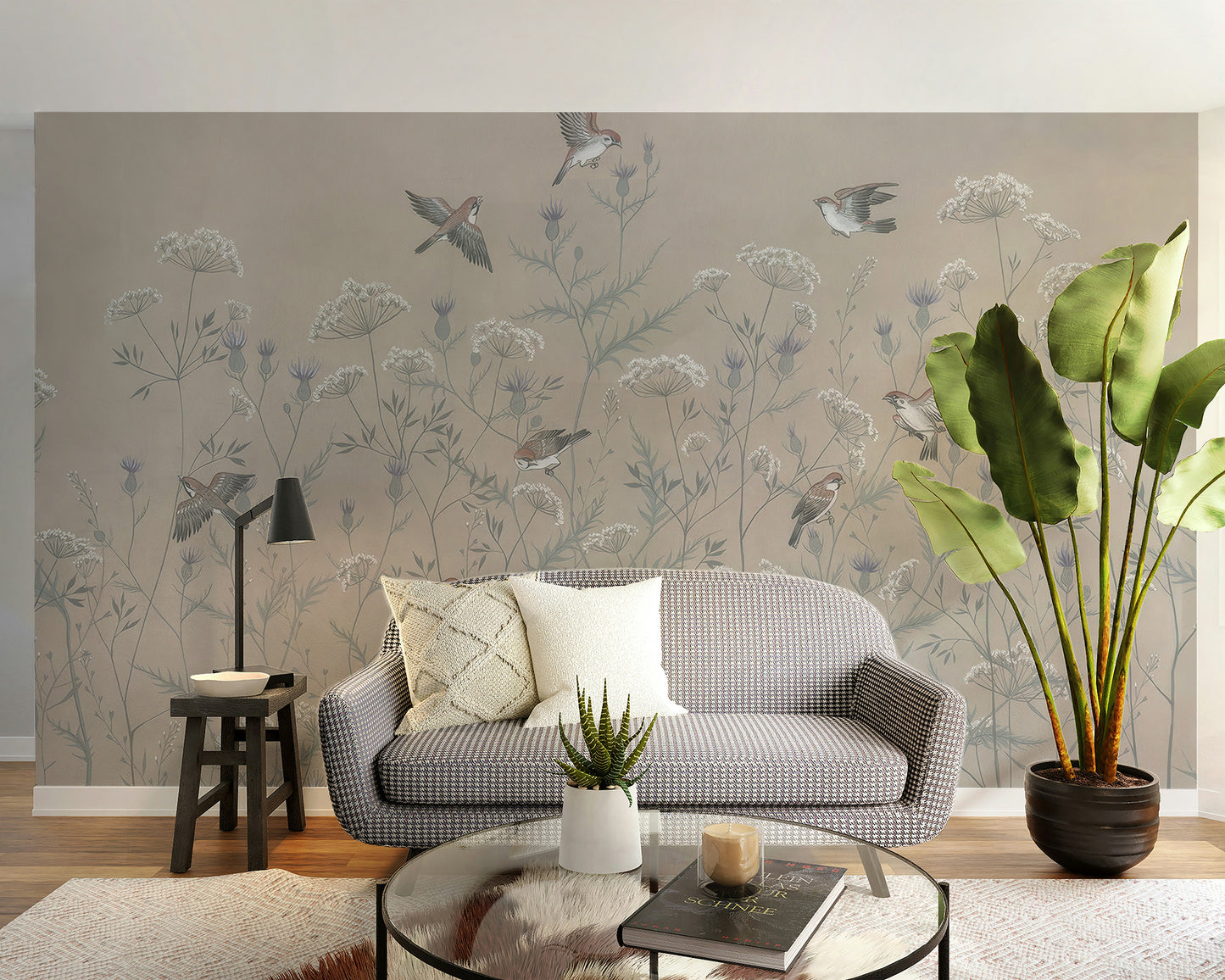 Enchanted aviary ballet wallpaper for elegant living rooms