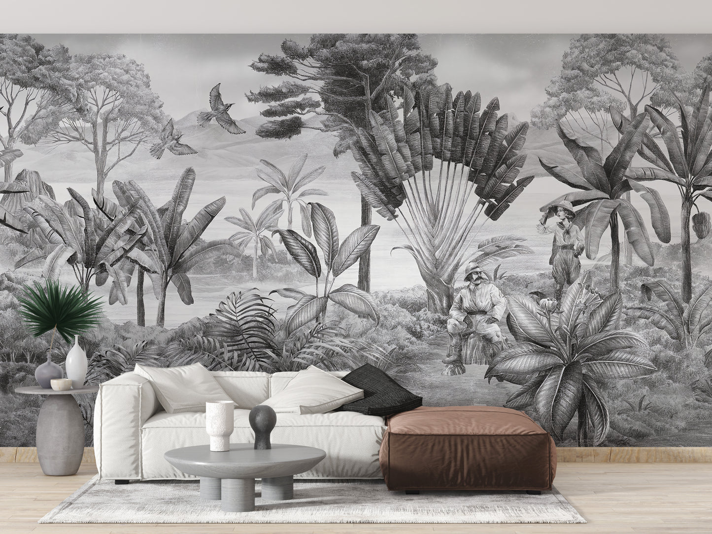 Black and white scenery wallpaper mural