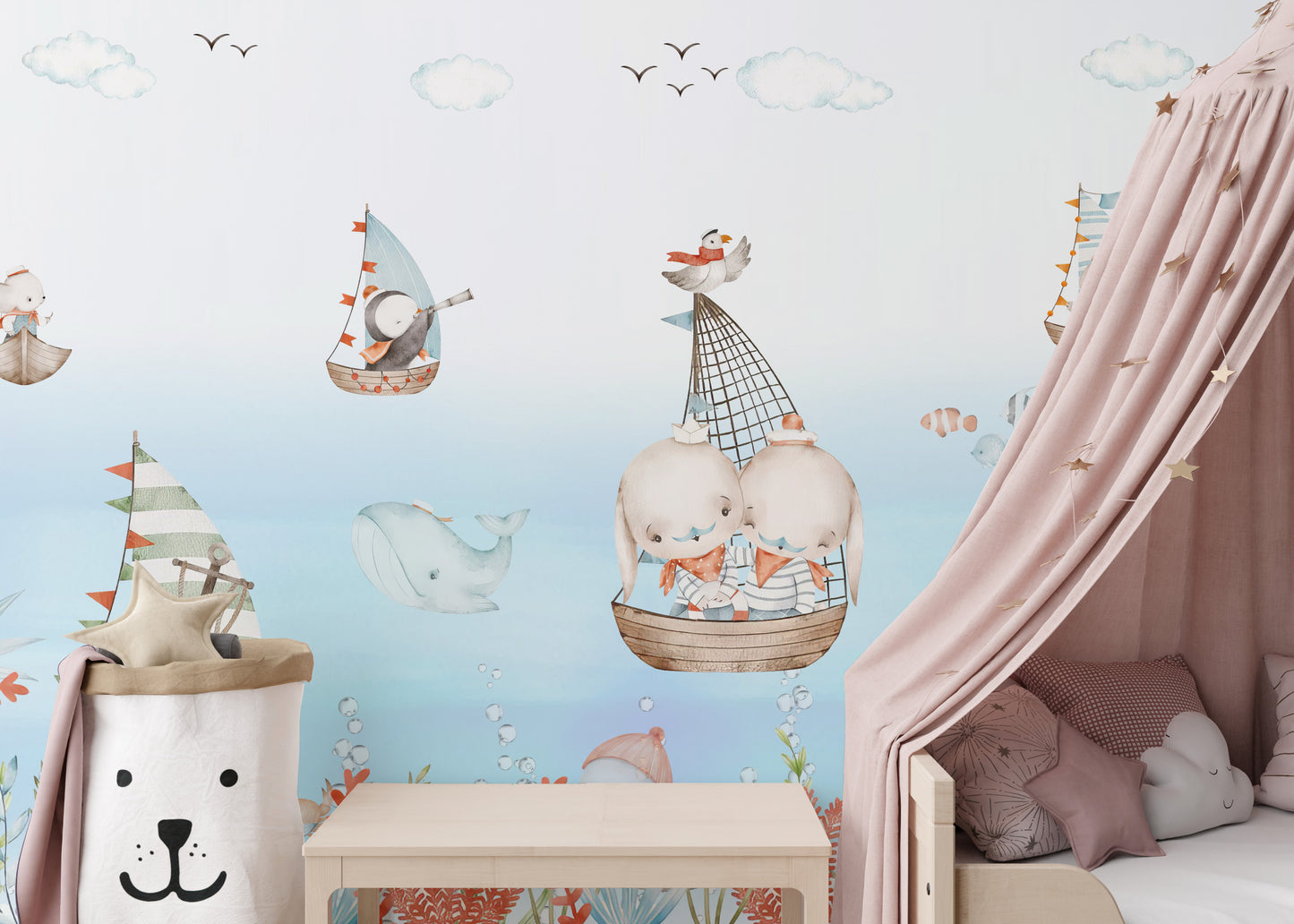 Nautical Nursery Voyage Wallpaper for storybook vibes