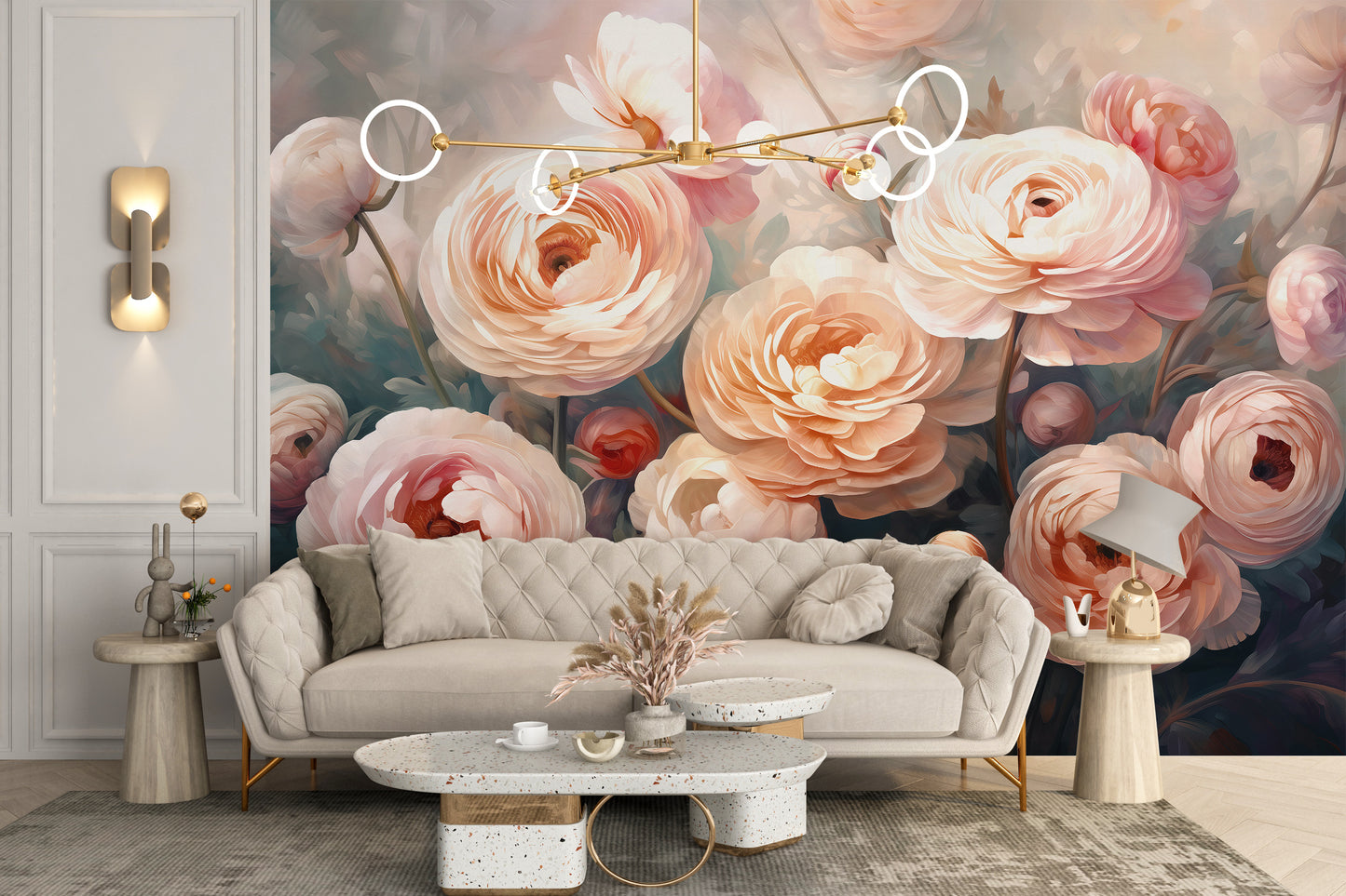 Ranunculus Pink Flower Wallpaper Mural