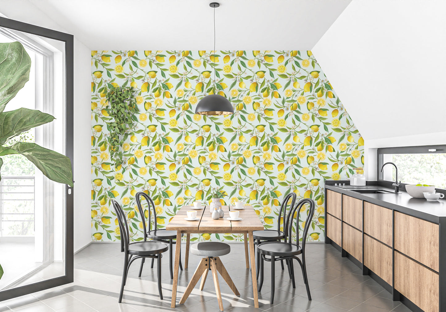 Fun Lemon Design Wallpaper Mural for kitchen