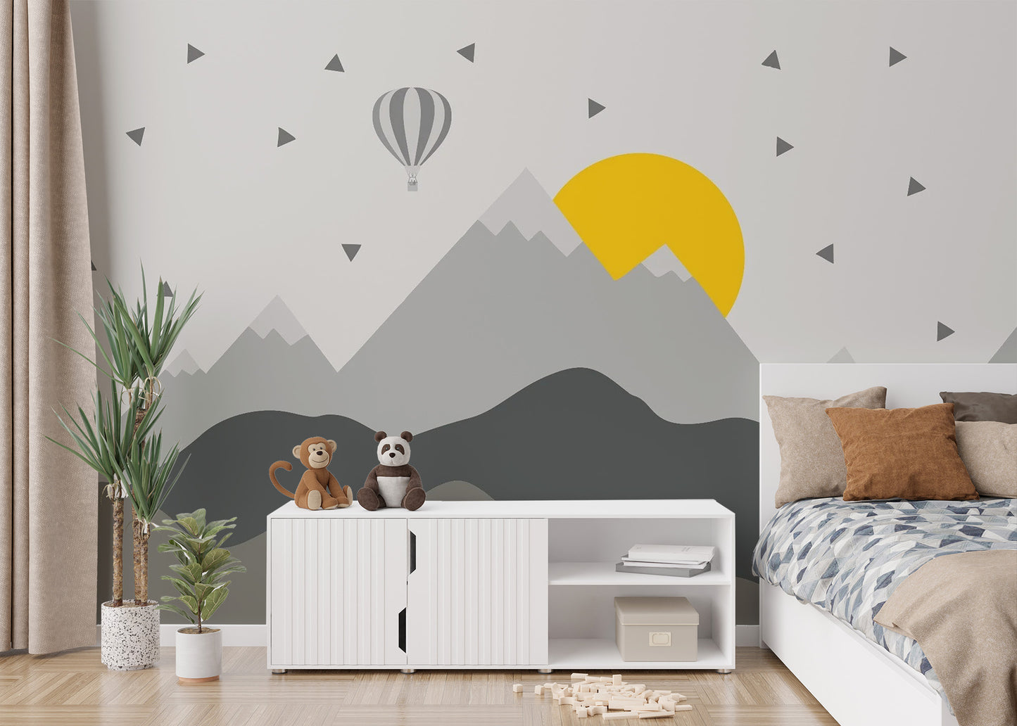 Dark Mountain with Stars in Sky Wallpaper Murals